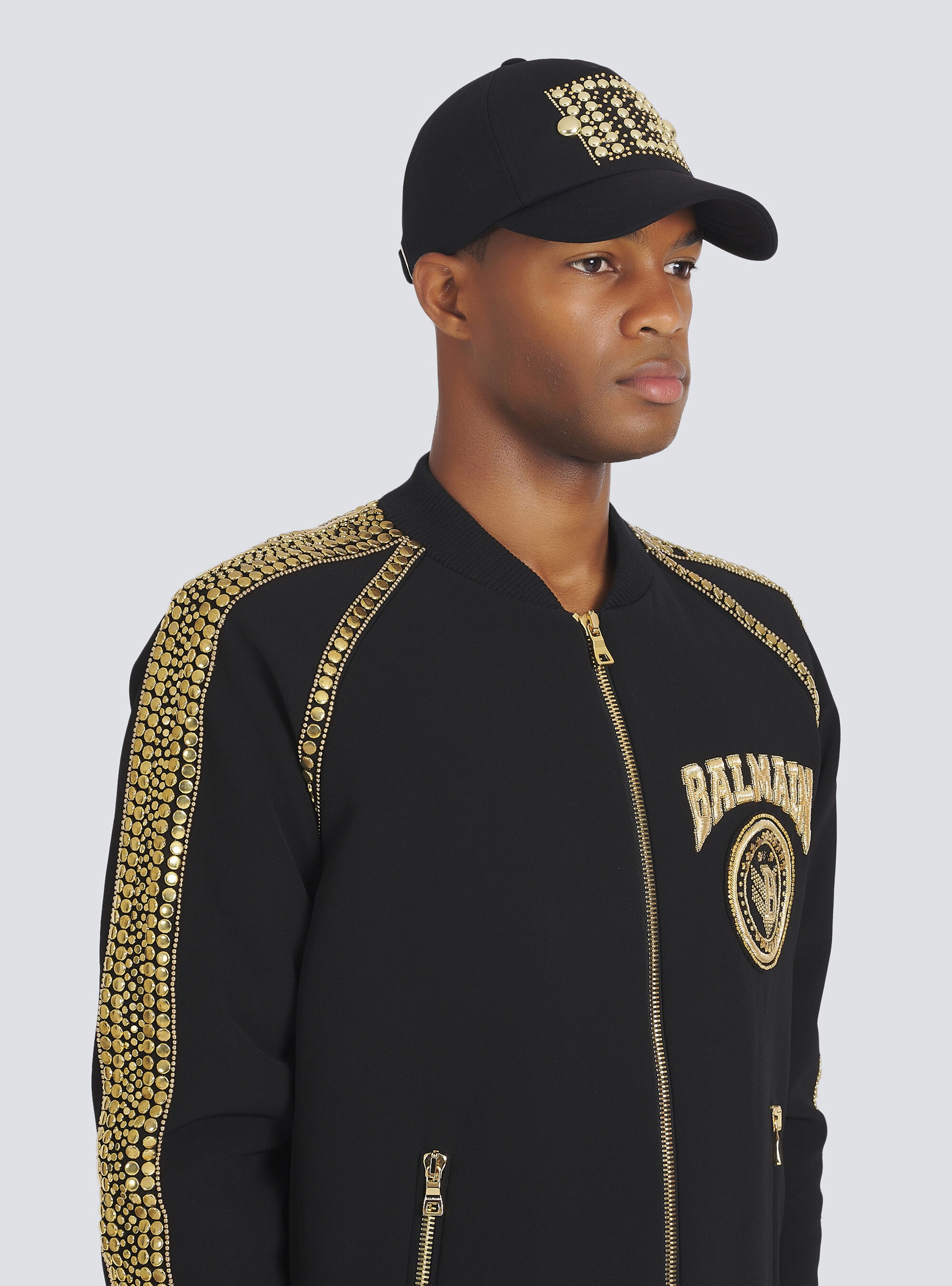 Cotton cap with studded Balmain logo embroidery - 2