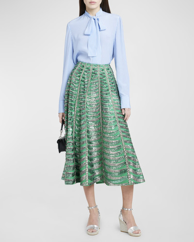 Valentino Embroidered Crepe Couture Midi Skirt outlook
