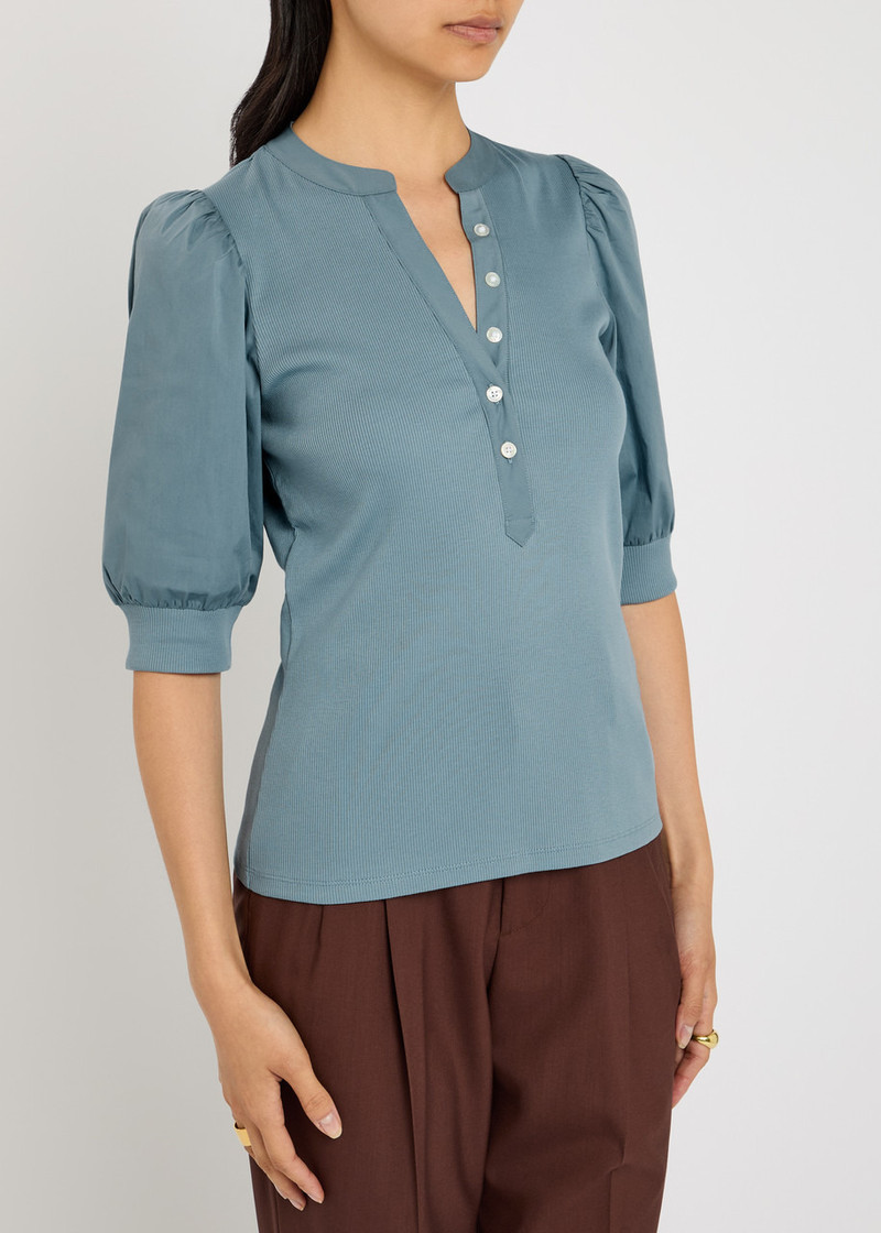 VERONICA BEARD Veronica Beard Coralee Ribbed Stretch-cotton top outlook