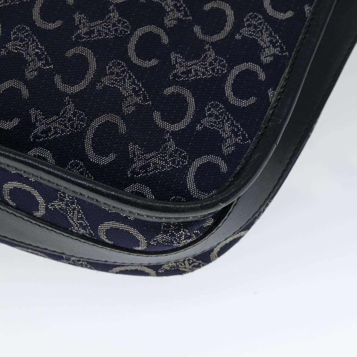 CELINE C Sulky Shoulder Bag Canvas Navy Gold - 15