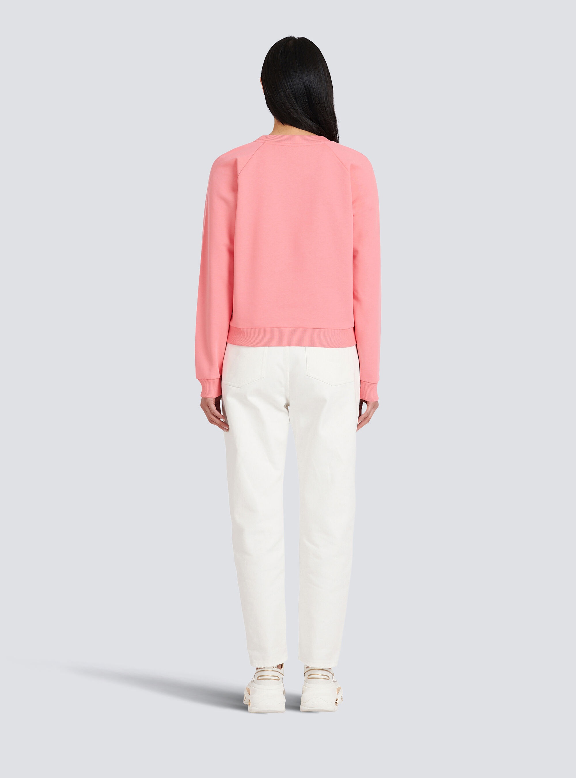 Eco-designed cotton sweatshirt with Balmain logo print - 4