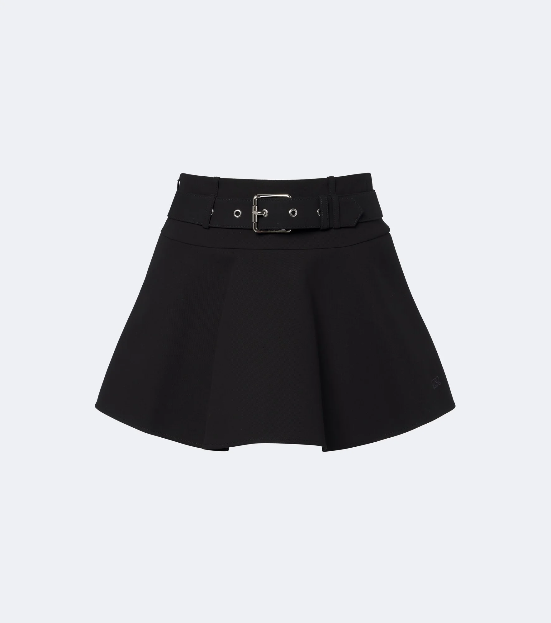 Belted cotton mini skirt - 1