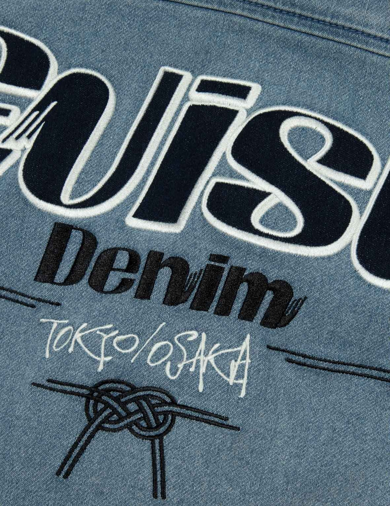 LOGO APPLIQUÉ FASHION FIT DENIM BIKER JACKET 7