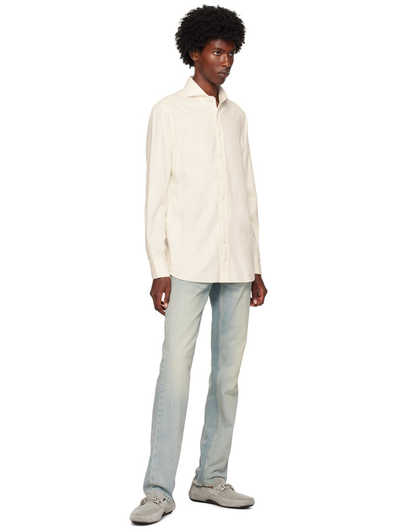 LARDINI Off-White Washed Shirt outlook