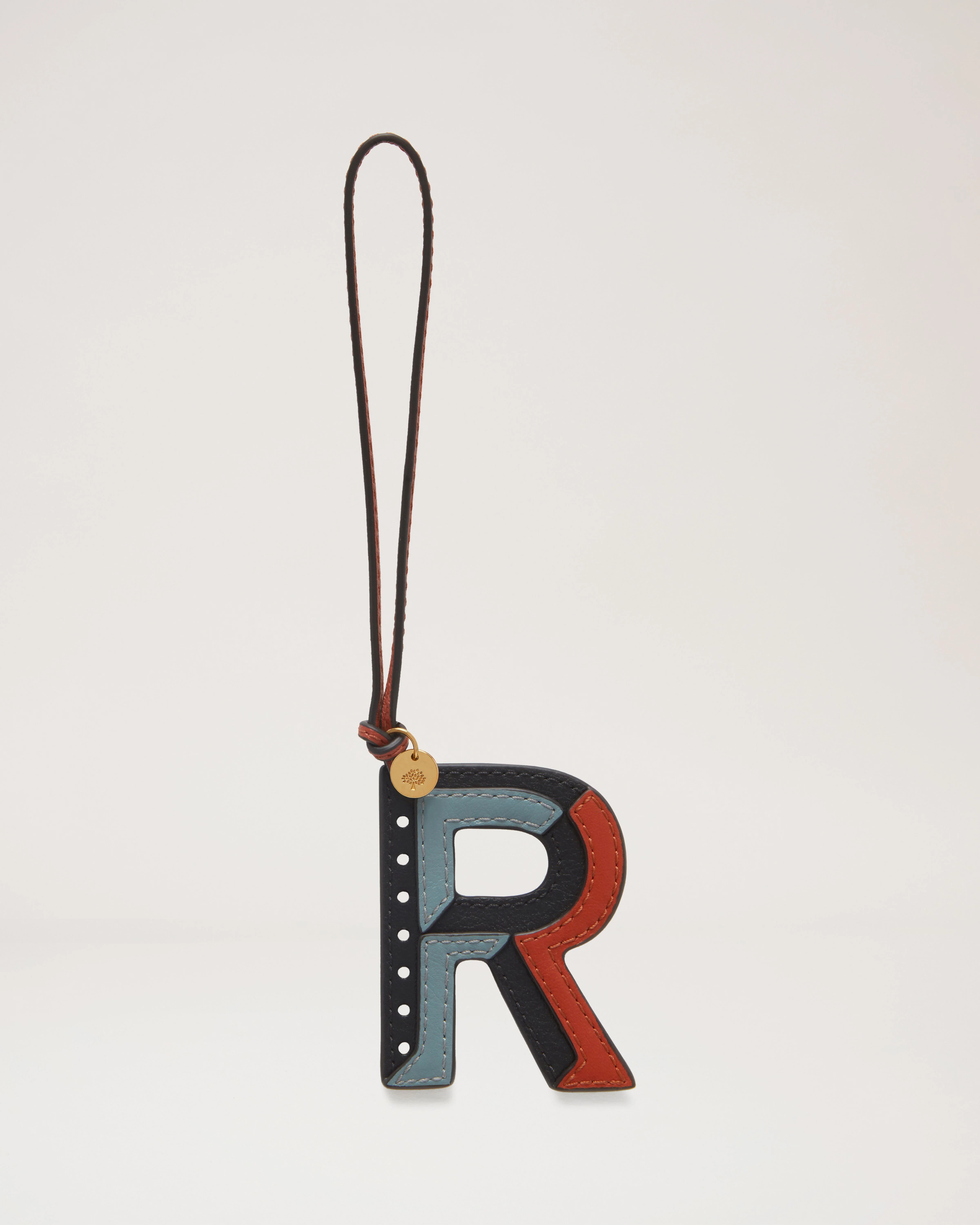 Tri-Colour Leather Keyring - R
Black Silky Calf - 1
