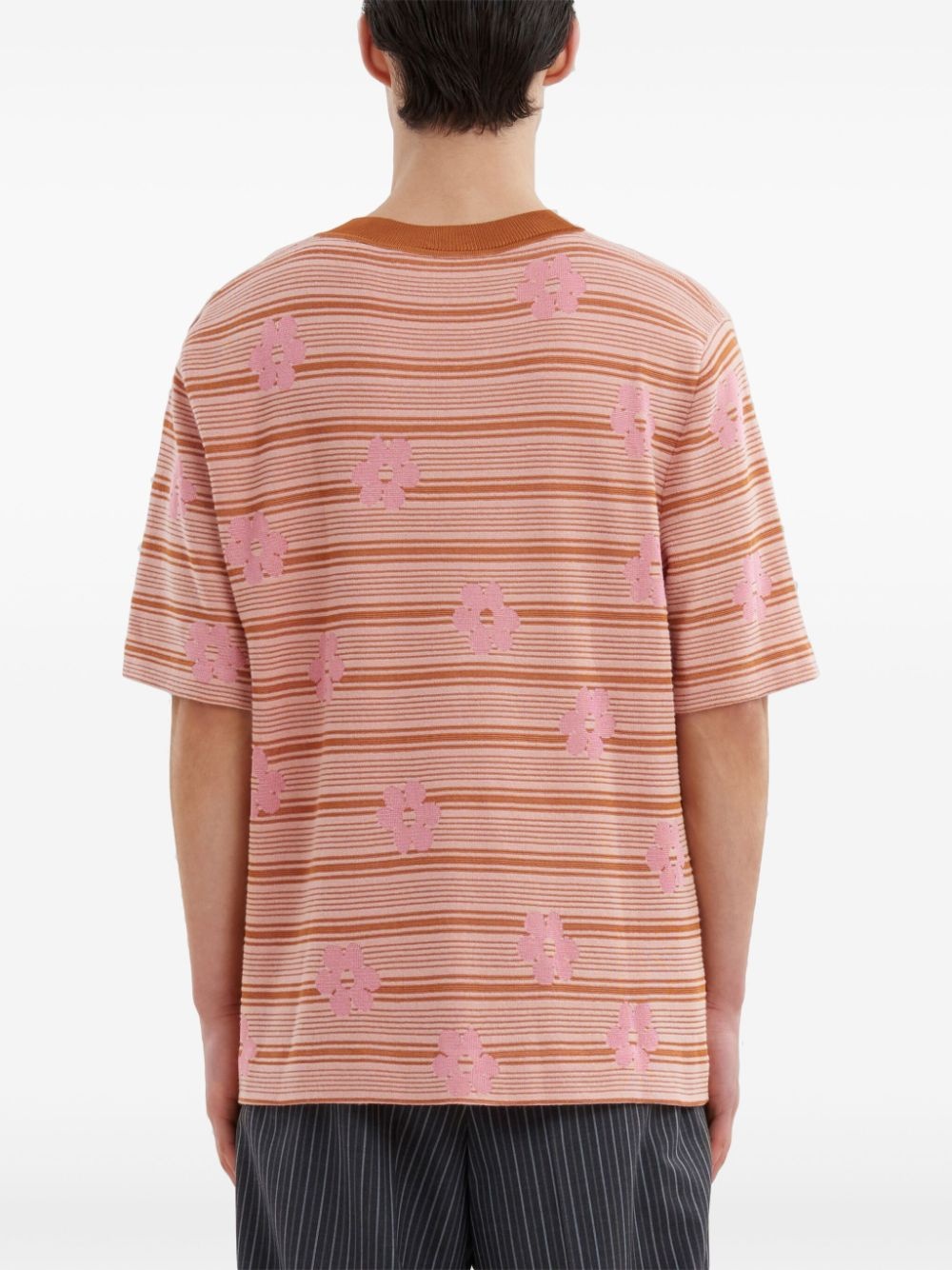 intarsia-logo knitted cotton T-shirt - 4
