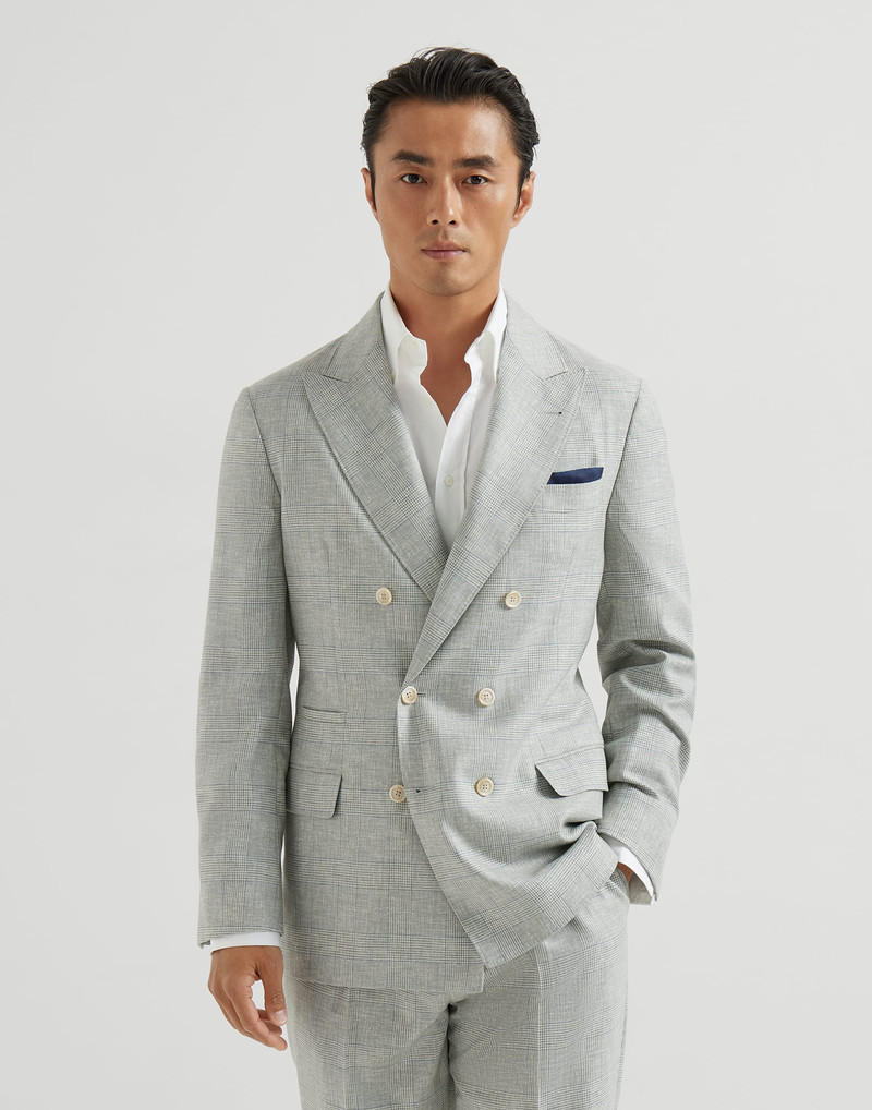 Virgin wool Prince of Wales fresco one-and-a-half breasted deconstructed blazer 2