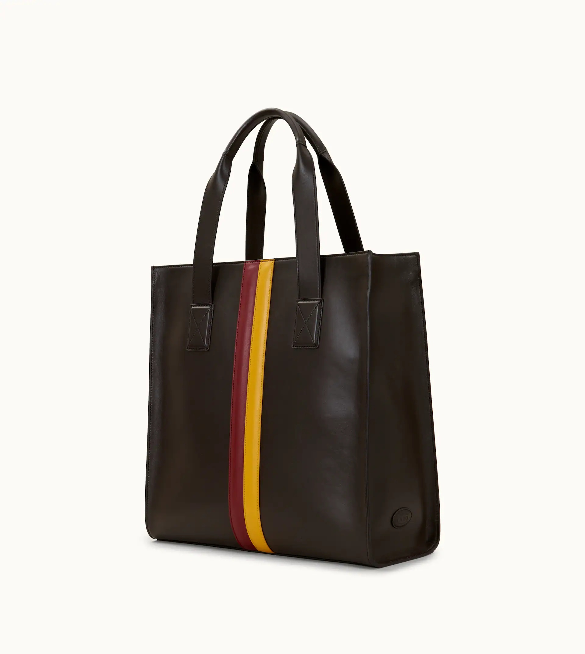 SHOPPING TOTE BAG MEDIUM - BROWN, RED, YELLOW - 3