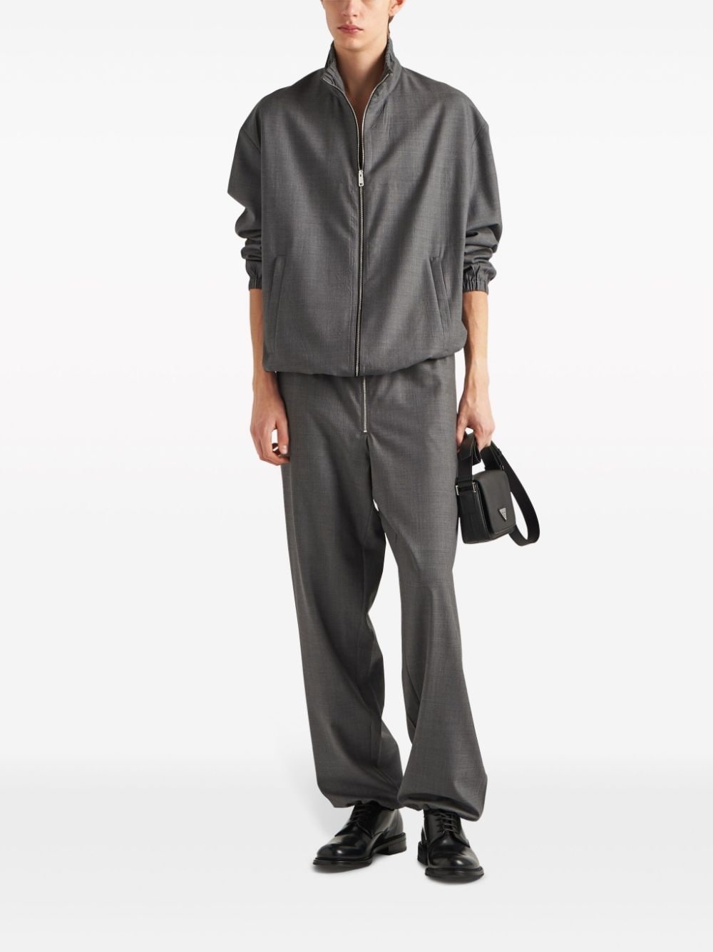 high-neck wool bomber jacket - 2