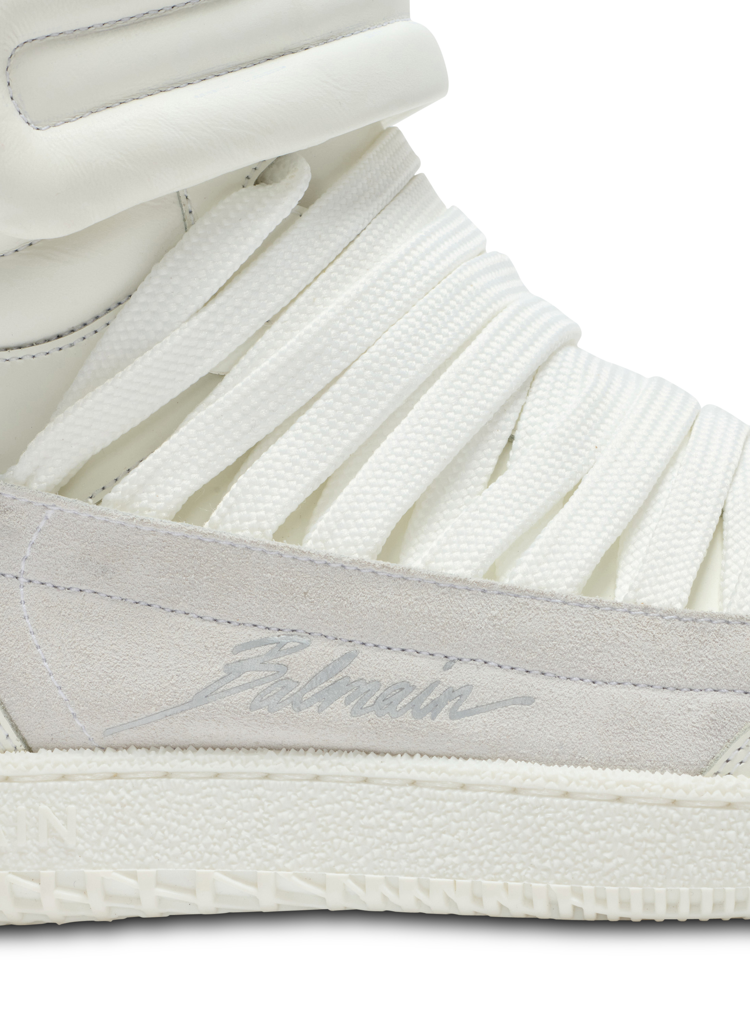 Leather Balmain Swan Mid-Top lace-up trainers - 7