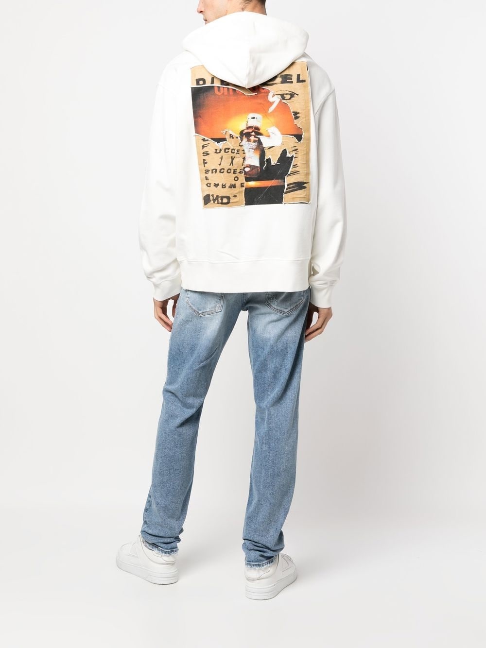 ripped logo print hoodie - 2