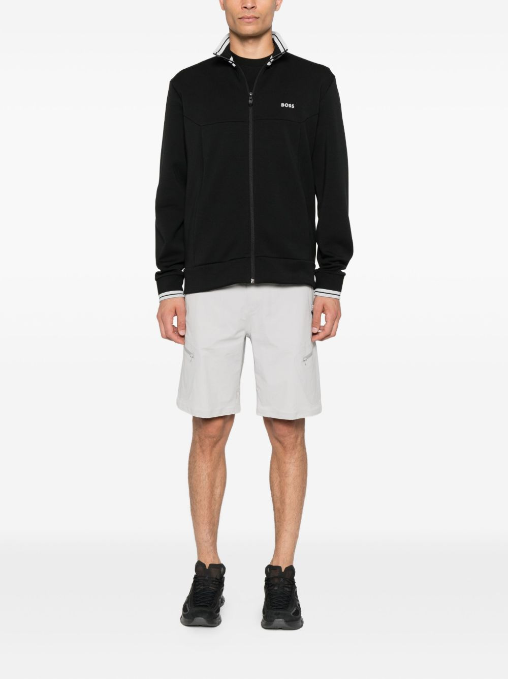 striped-cuff zip-up sweatshirt - 2