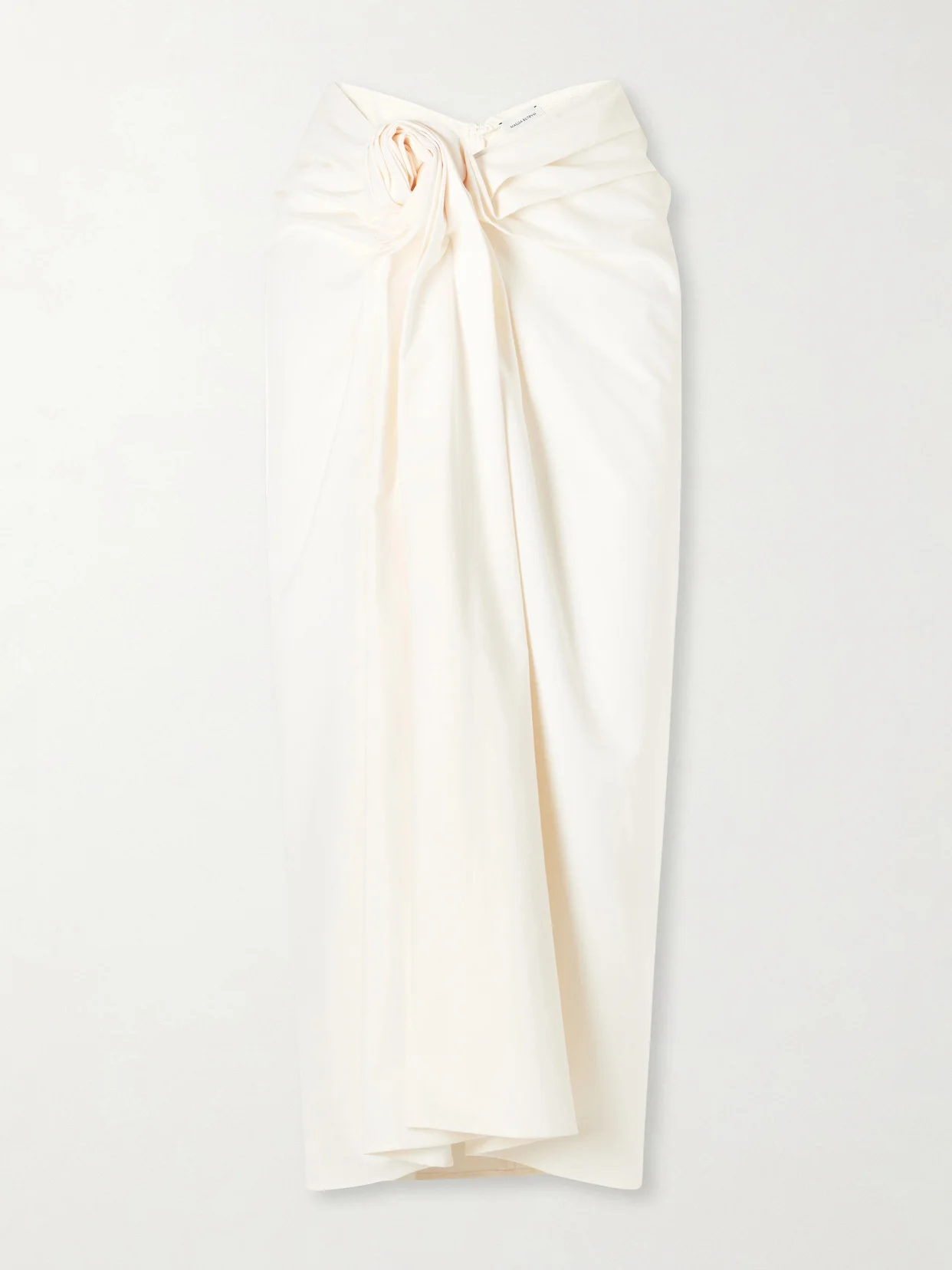 Embellished Gathered Cotton Midi Skirt - 1