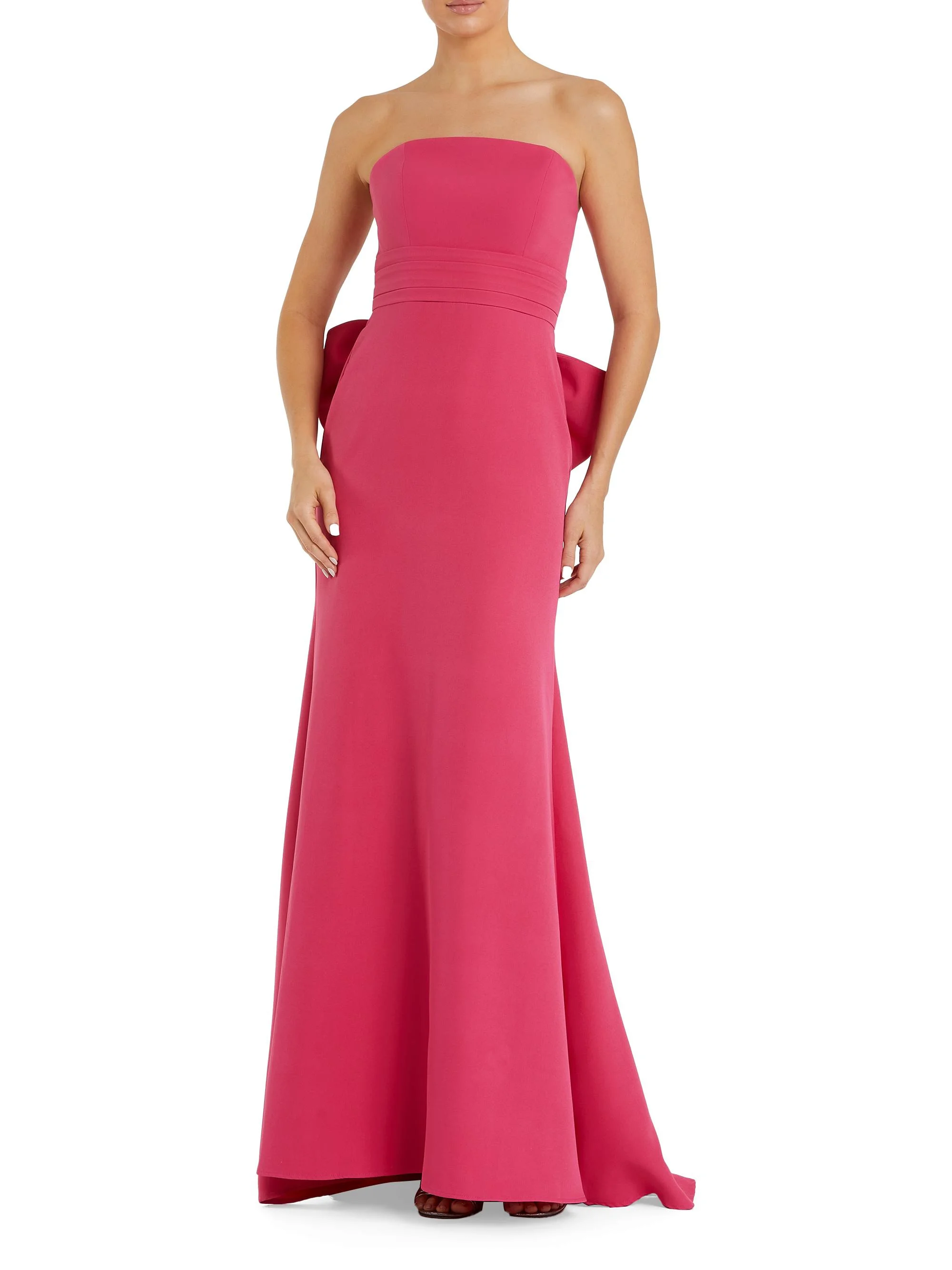 Women's Crepe Bow Strapless Gown - Hot Pink - 1