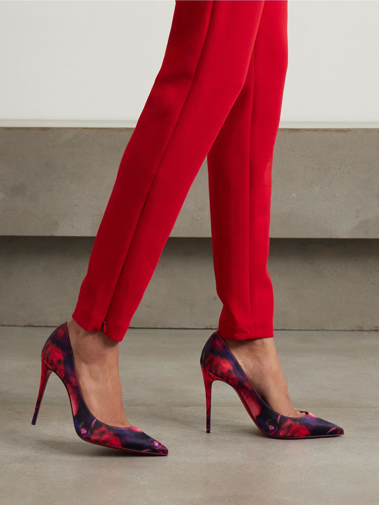 Kate 100 floral-print satin-crepe pumps Pink - 2