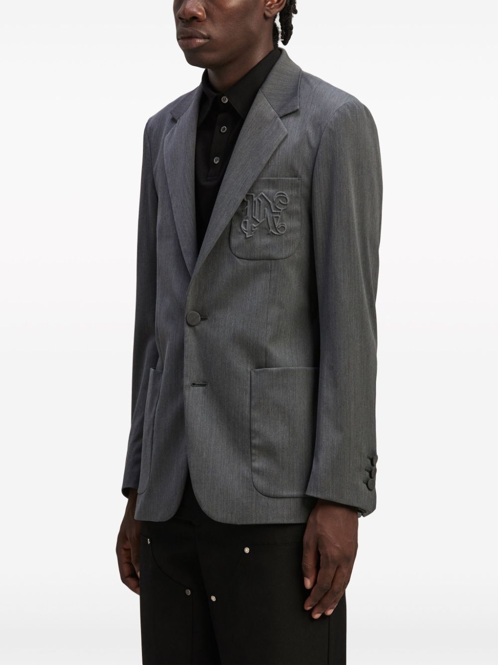 logo-embroidered blazer - 5