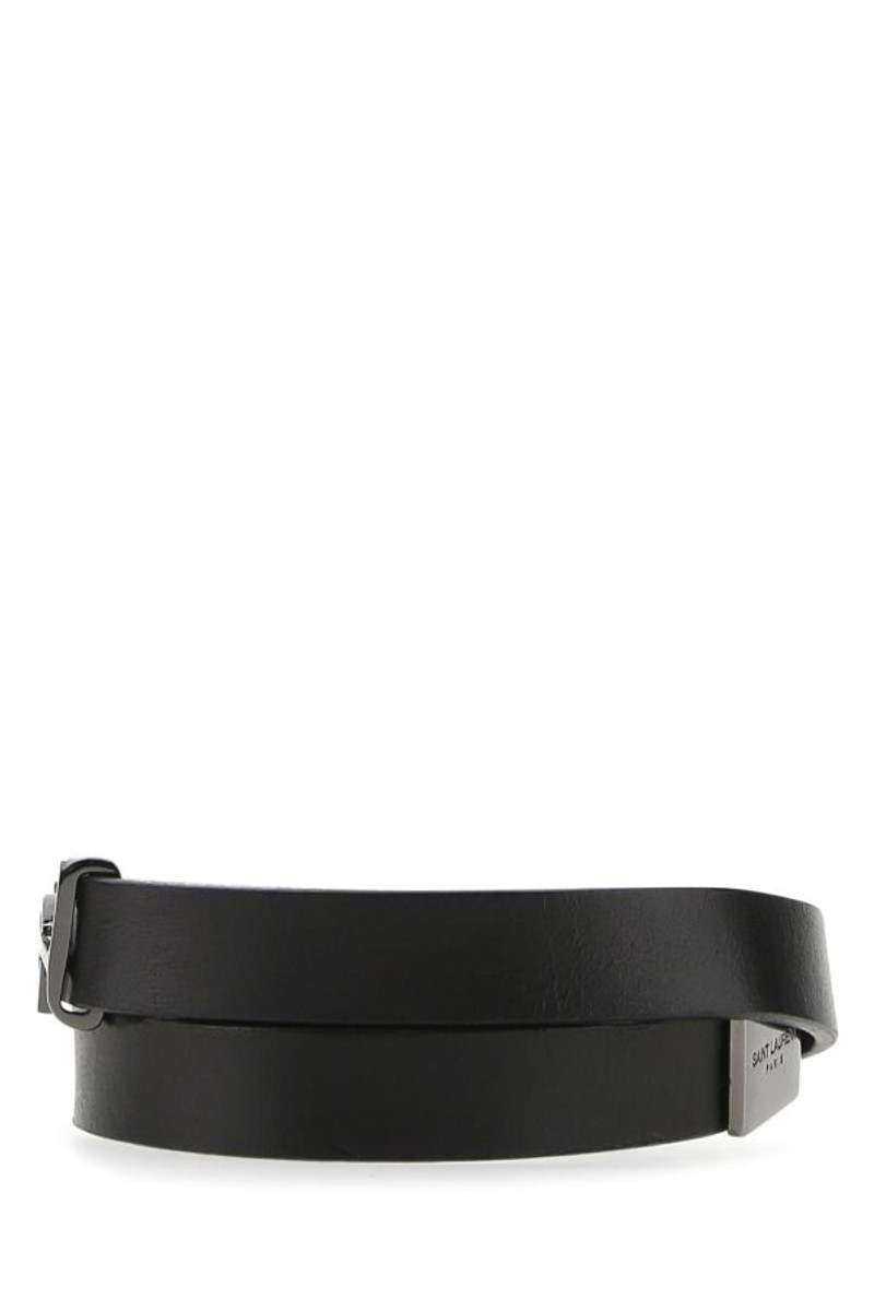 SAINT LAURENT Black leather bracelet outlook