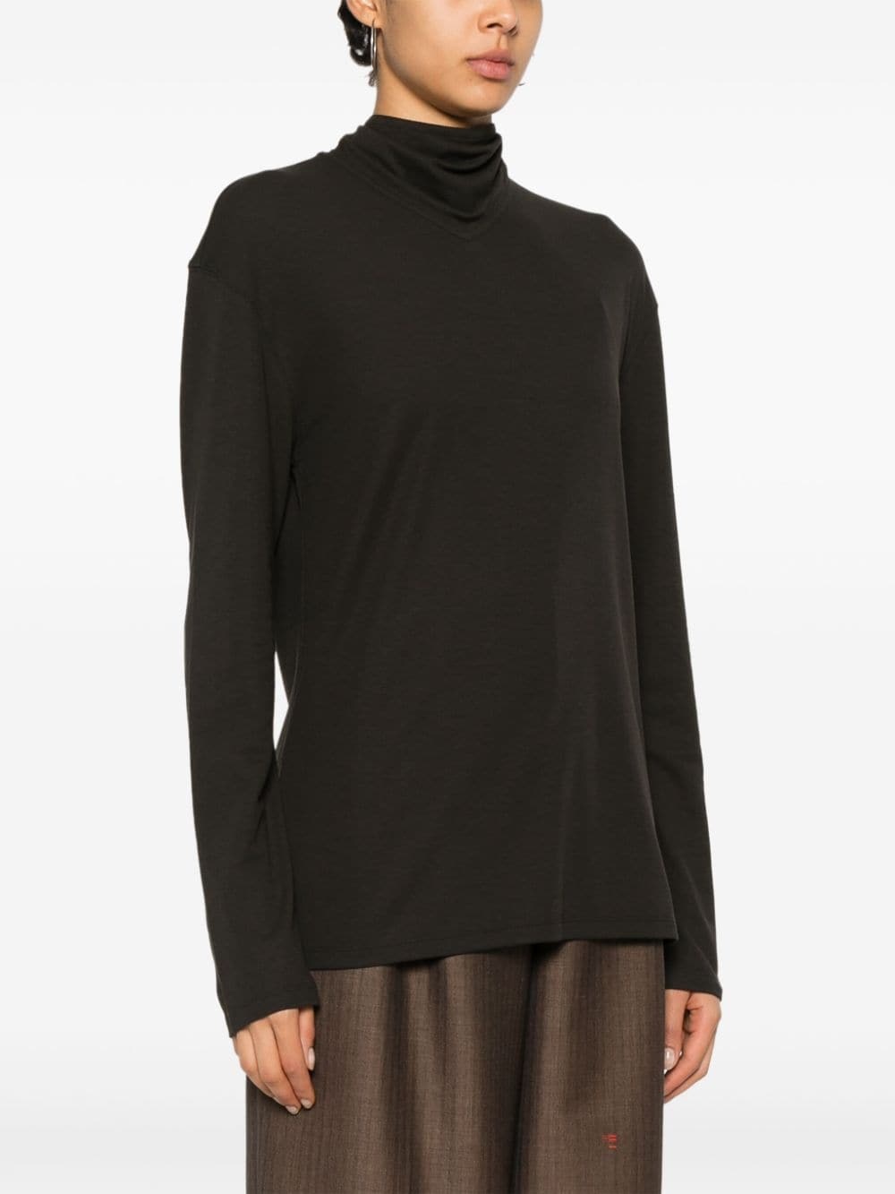 scarf-detail long-sleeve top - 3