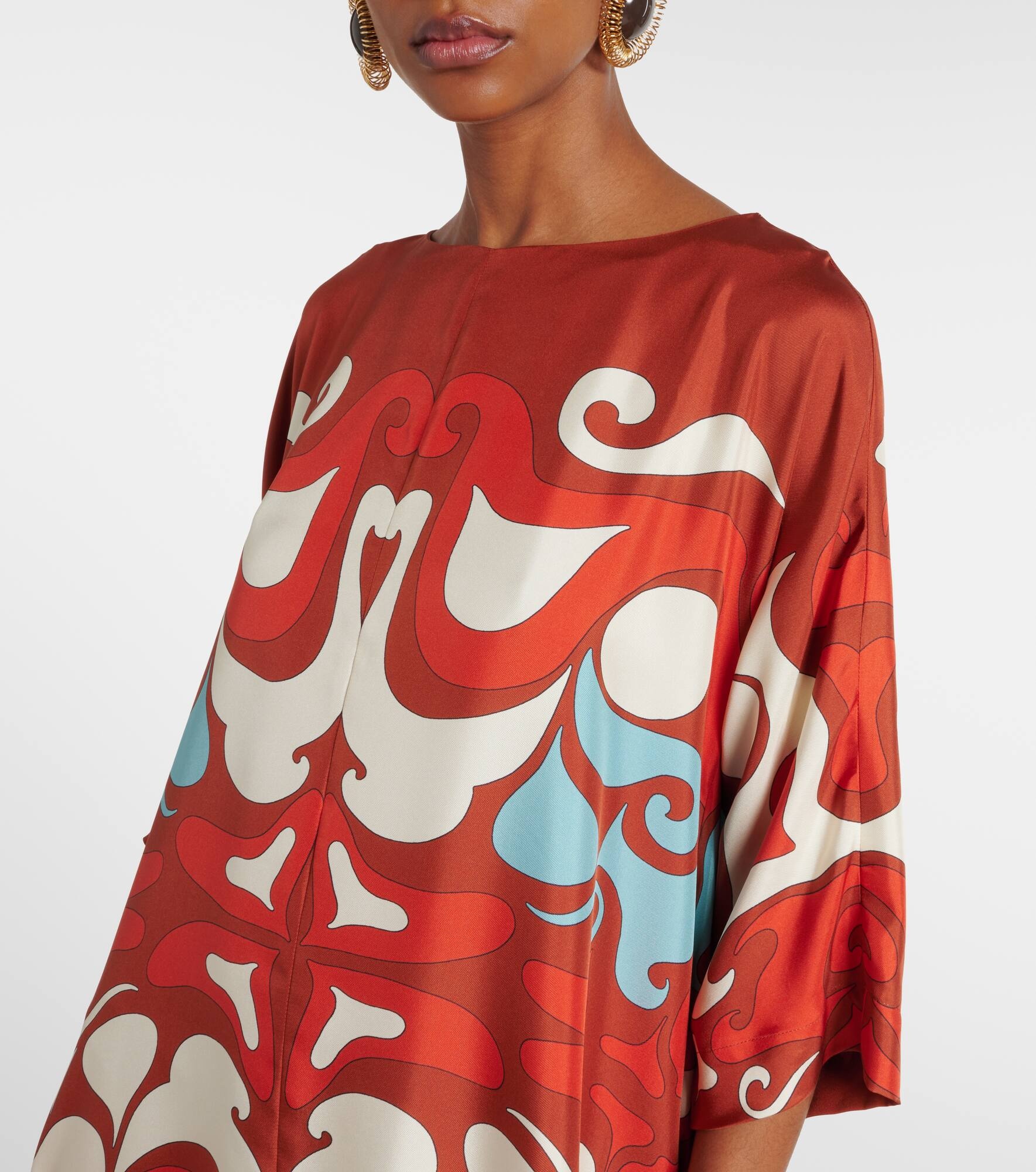 Muumuu printed silk twill maxi dress - 4