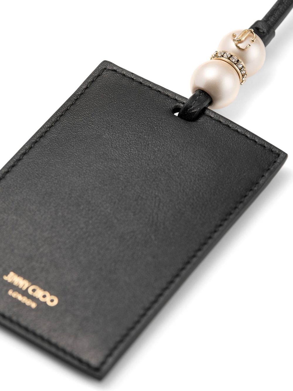 pearl-detail leather cardholder - 2