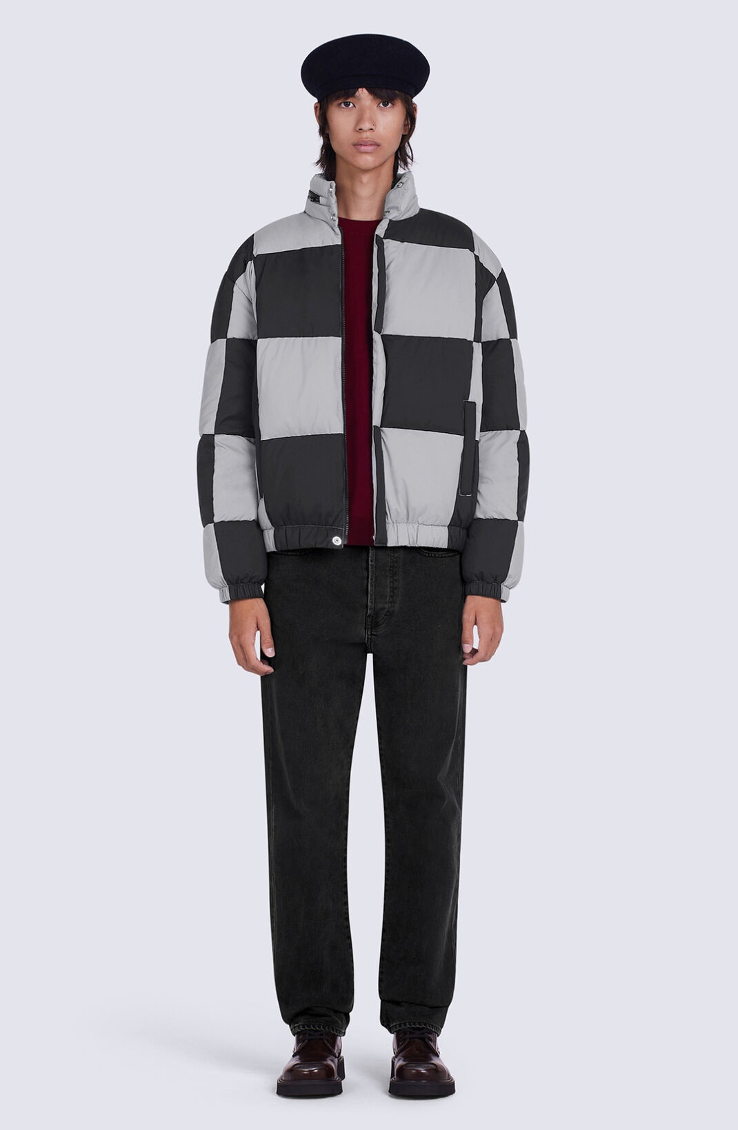 Checked boxy padded coat - 3
