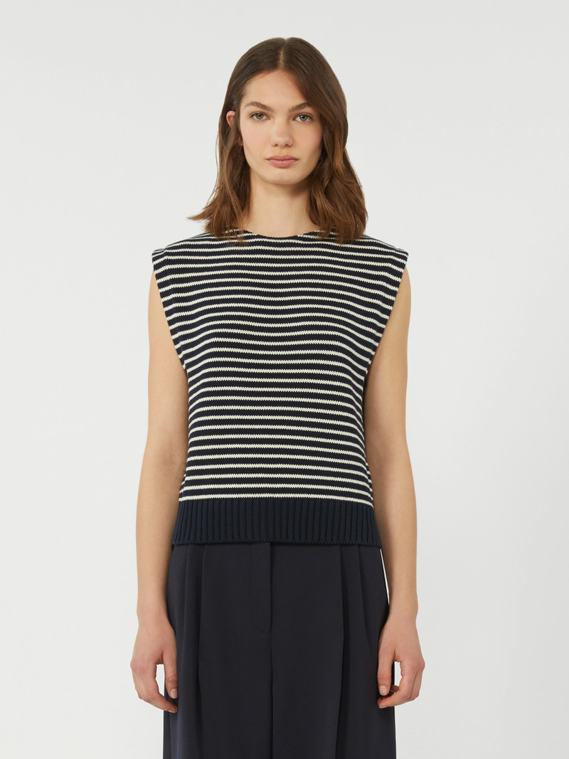 LANDA Cotton yarn gilet - NAVY 3