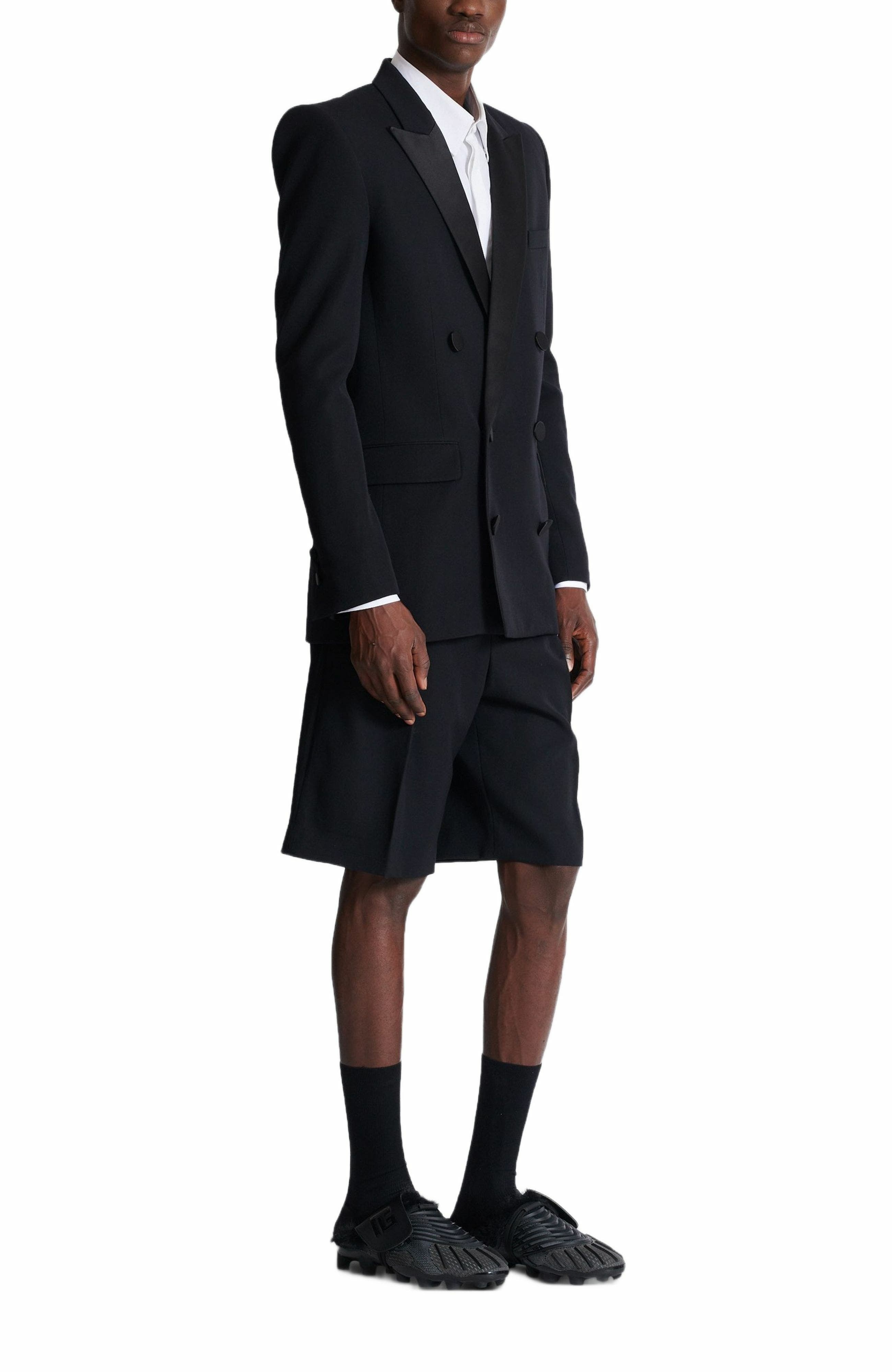 Balmain Grain de poudre blazer with satin lapels in Black at Nordstrom - 2