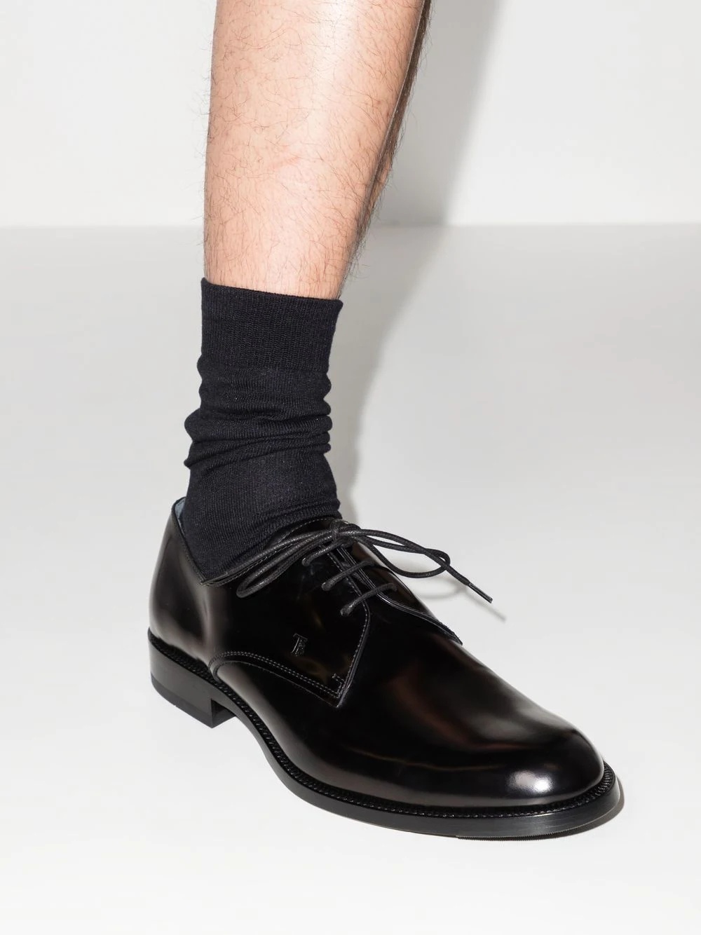 polished leather derby shoes - 3
