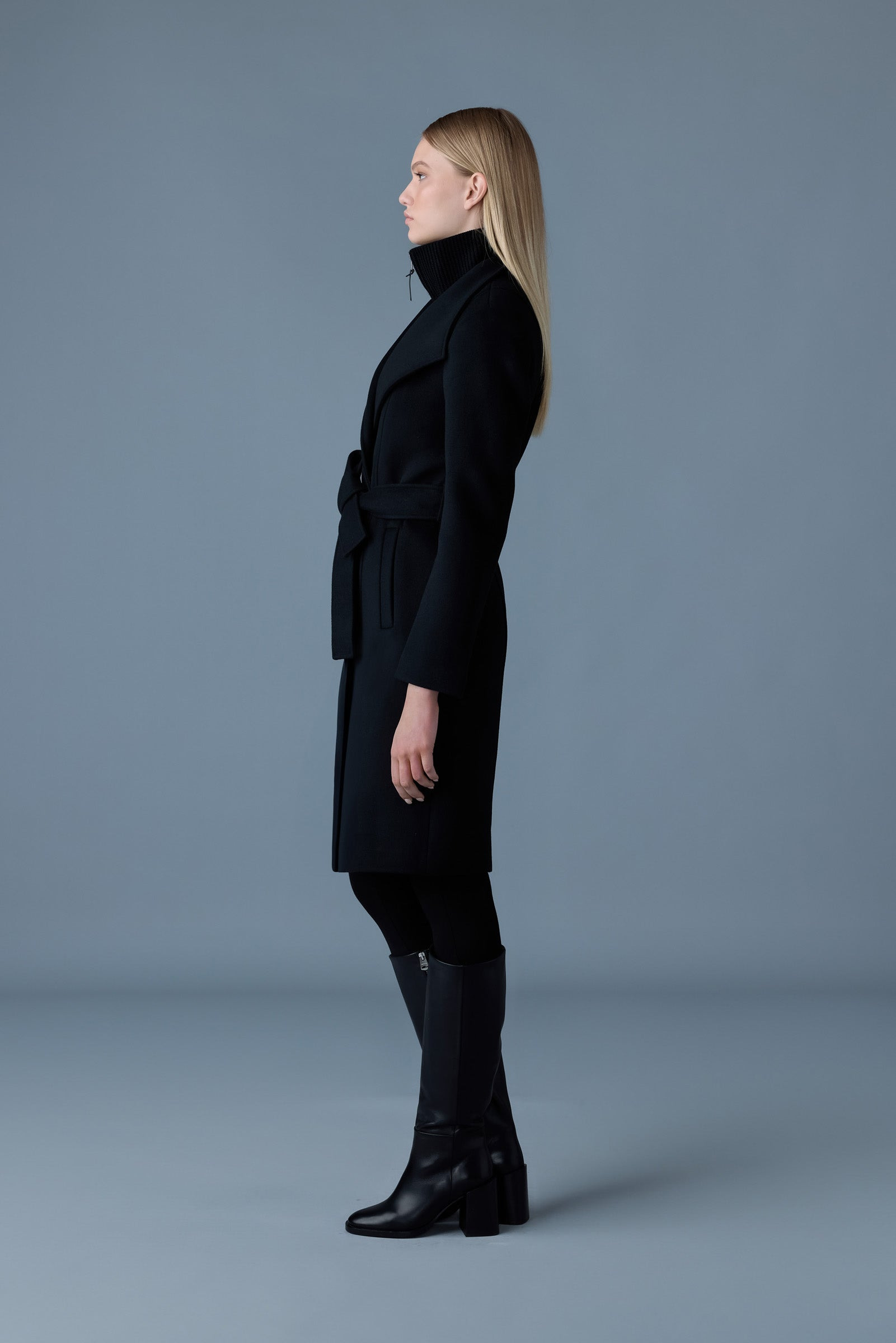 NORITA-Z 2-in-1 double face wool coat with sash - 3