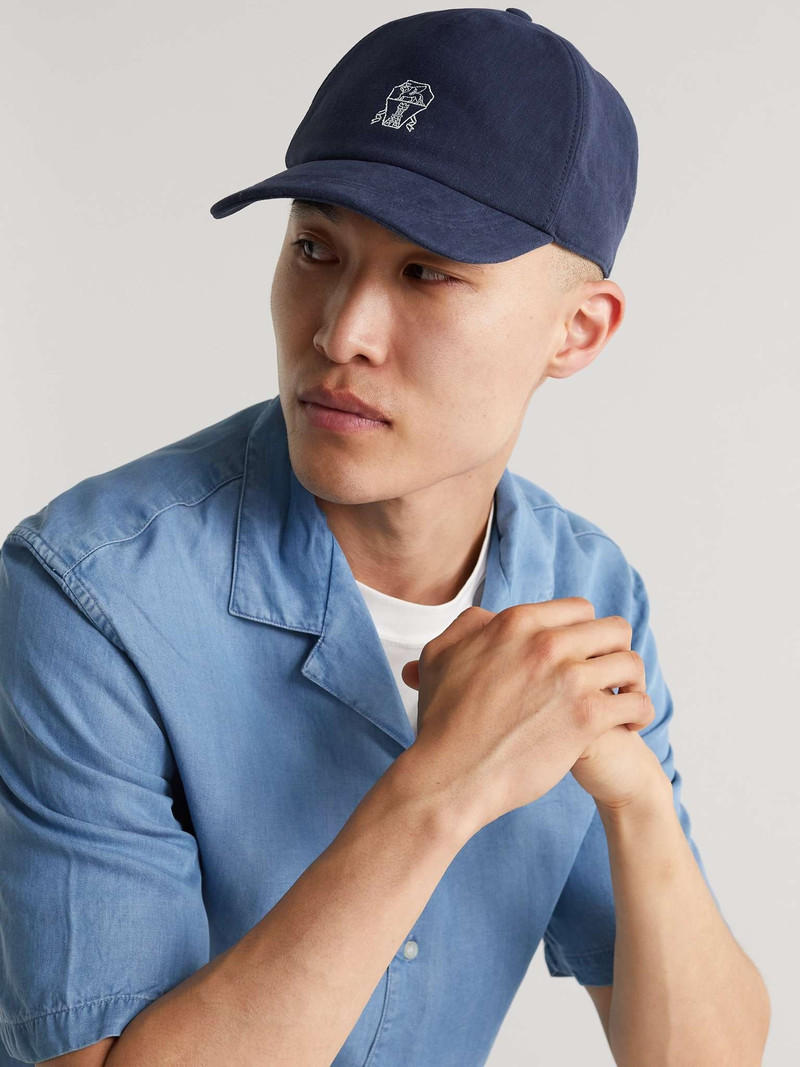 Brunello Cucinelli Logo-Embroidered Linen Baseball Cap outlook
