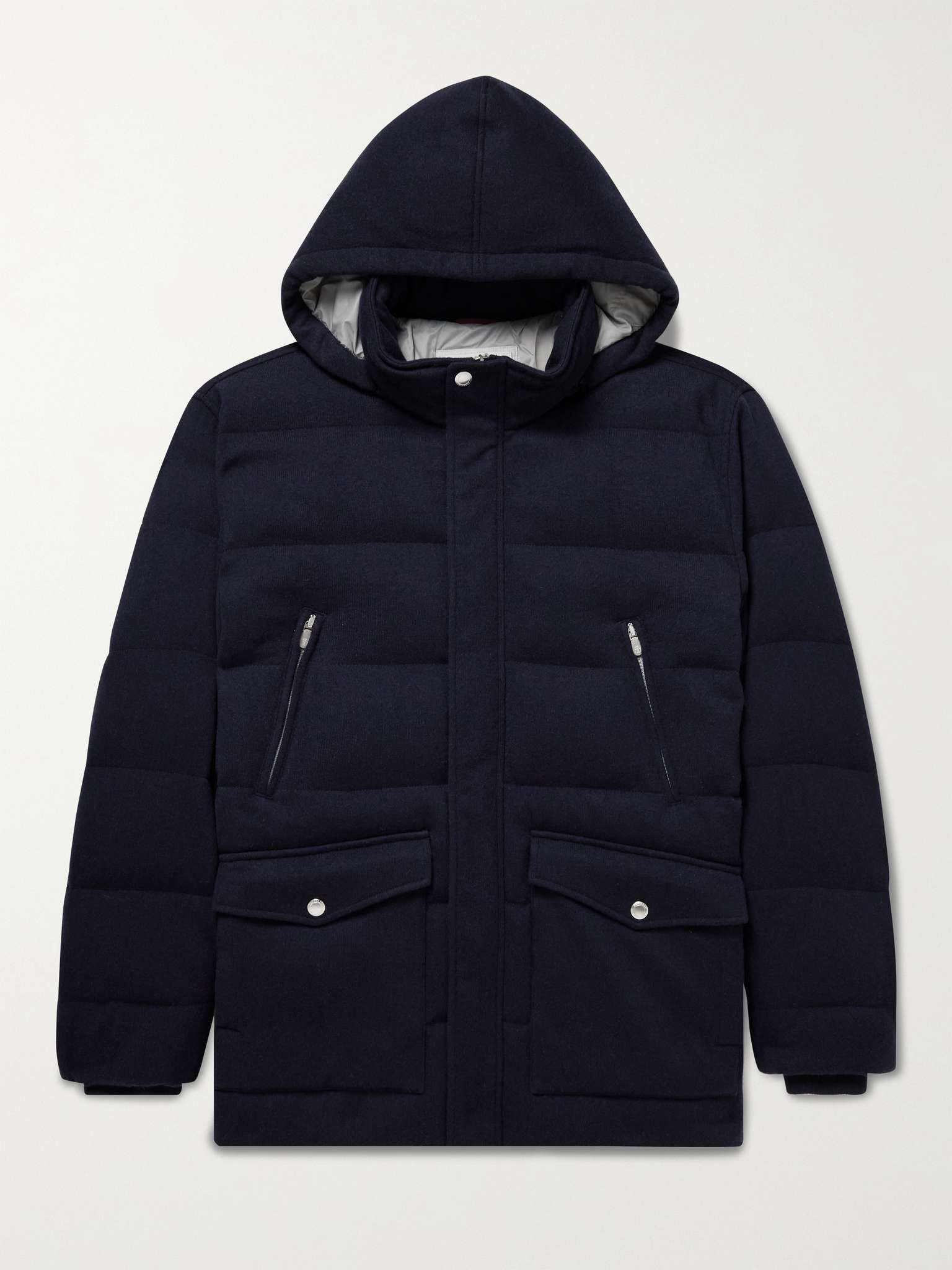 Oversized Quilted Cashmere Down Hooded Jacket - 1