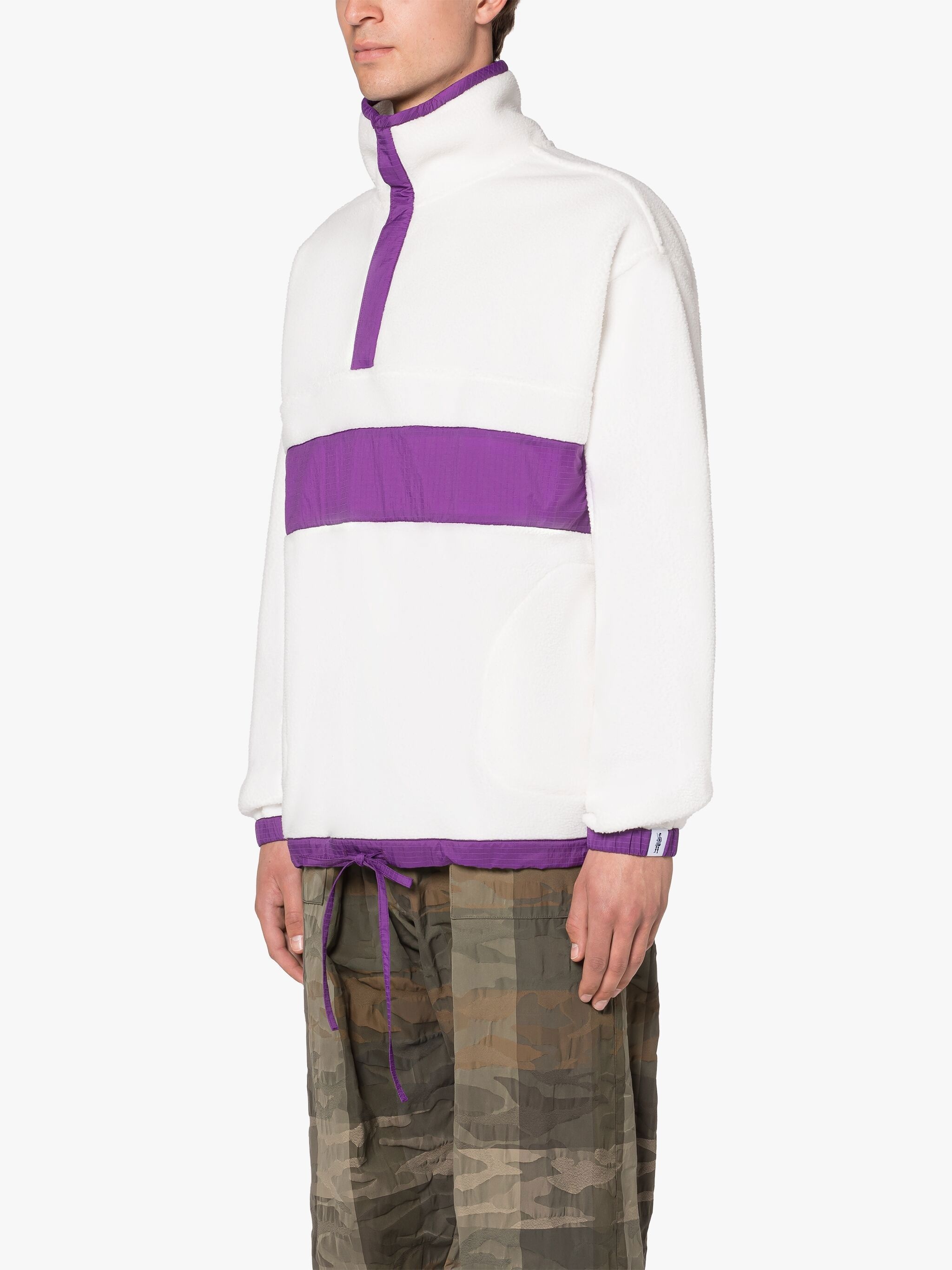 PURPLE & WHITE FLEECE POPOVER JACKET - 4