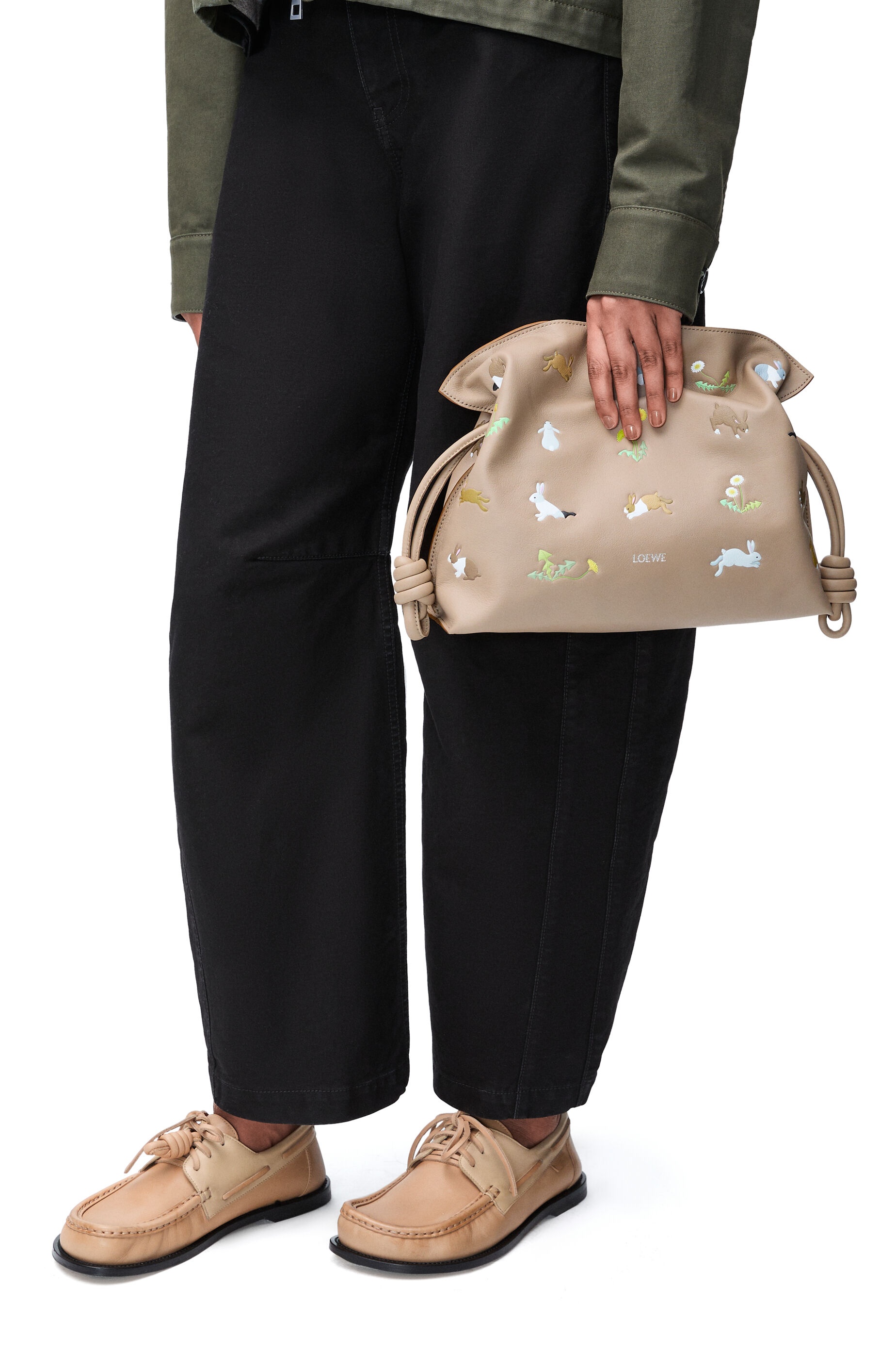 Bunny medium Flamenco clutch in nappa calfskin - 2