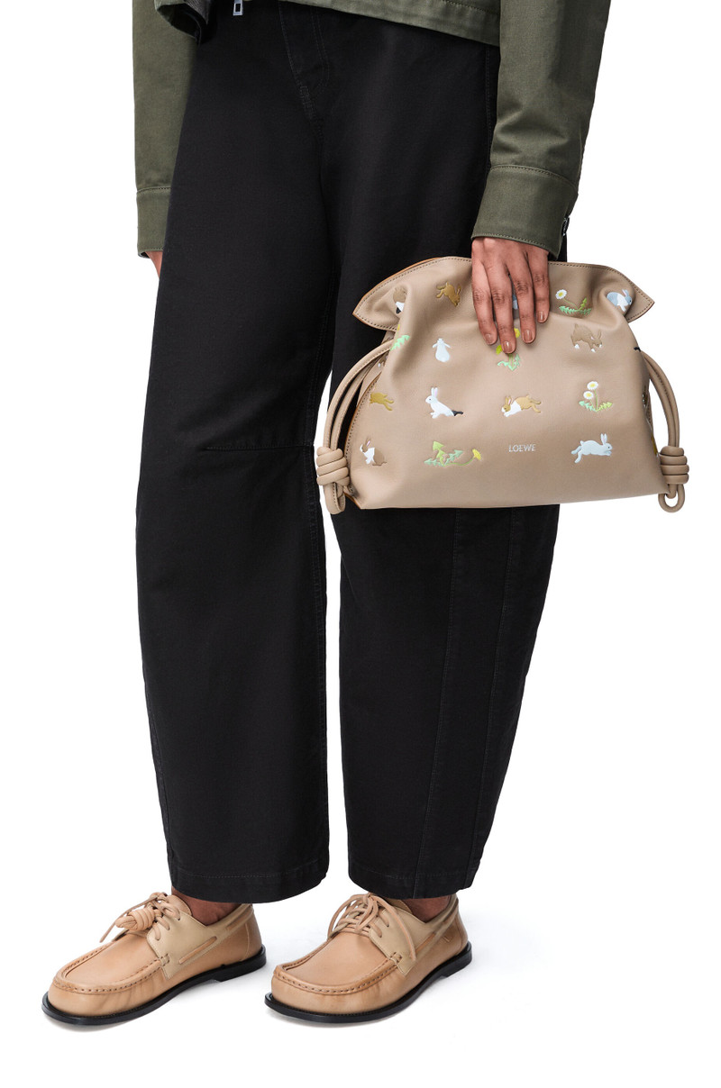 Bunny medium Flamenco clutch in nappa calfskin 2