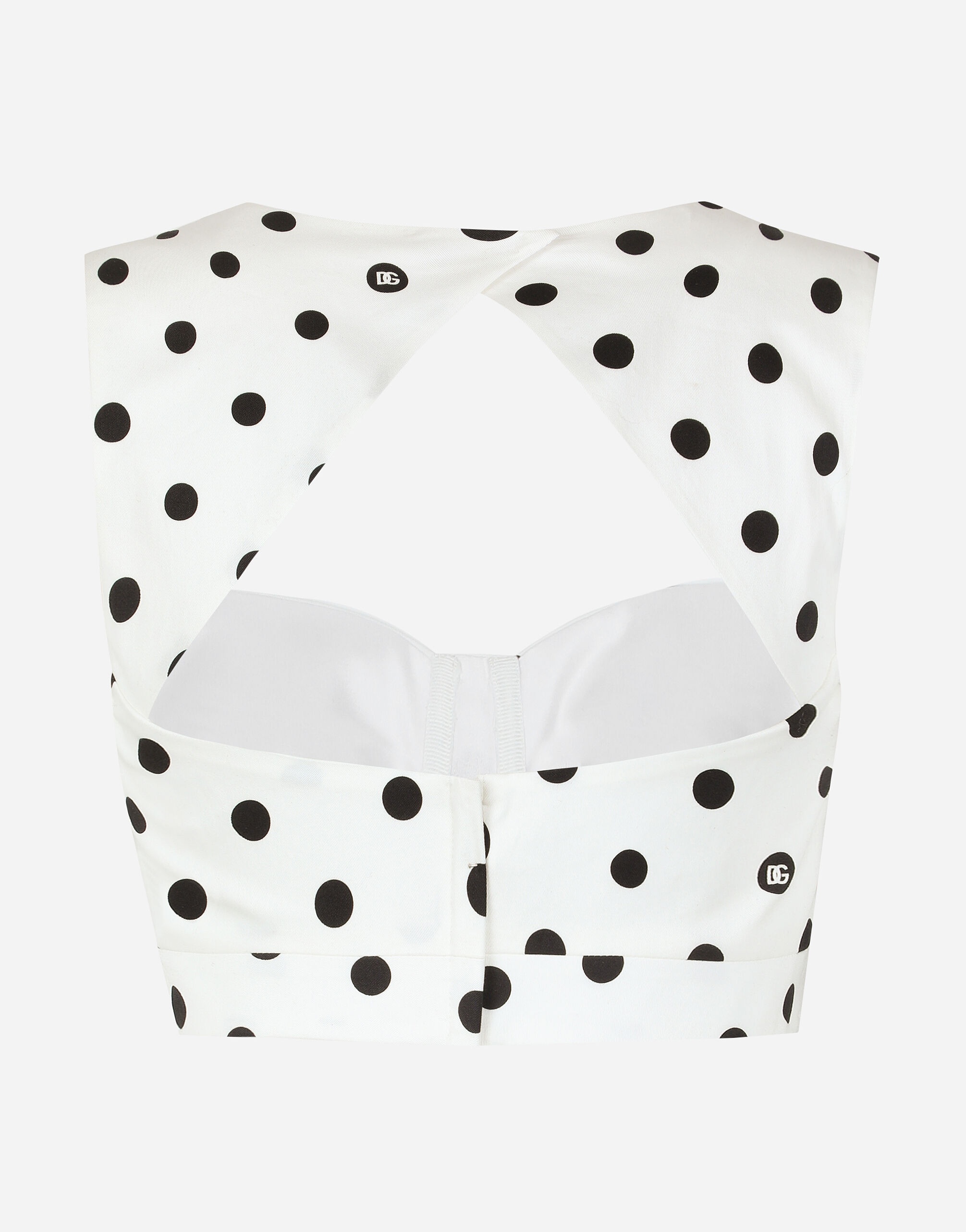 Cotton corset top with polka-dot print - 7