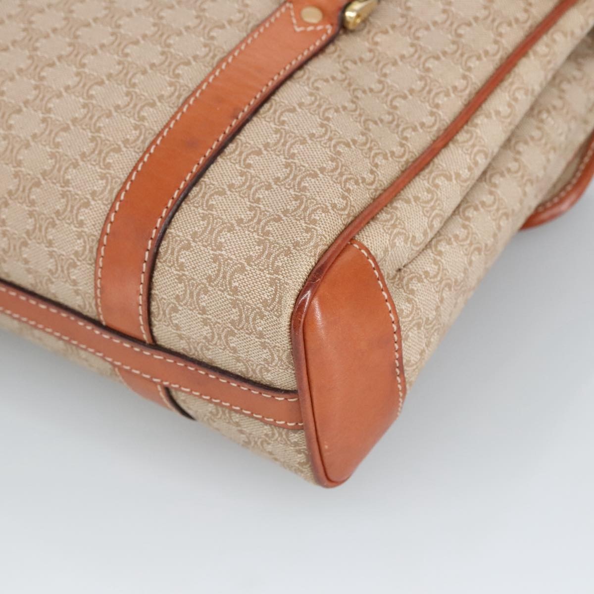 CELINE Macadam Canvas Hand Bag Beige Gold - 15