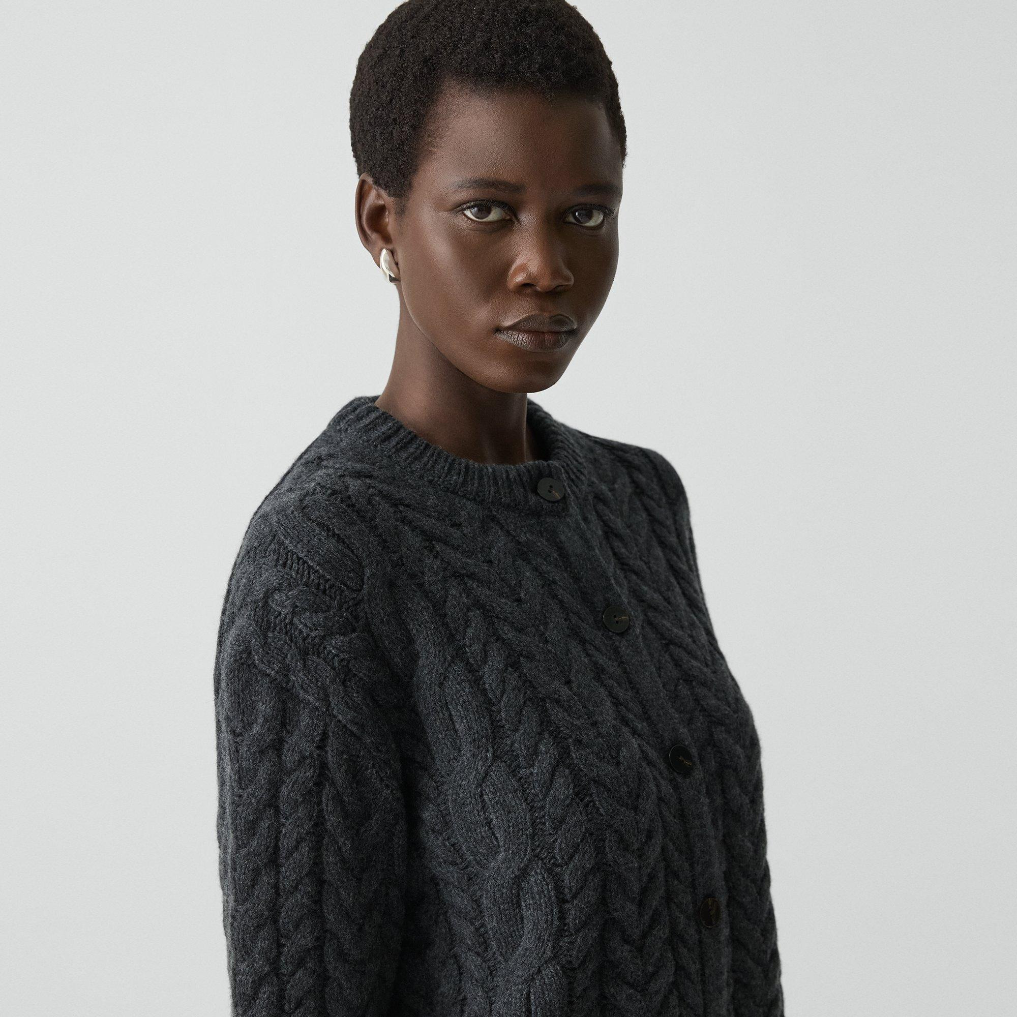 Cable-Knit Cardigan in Felted Wool-Cashmere - 5