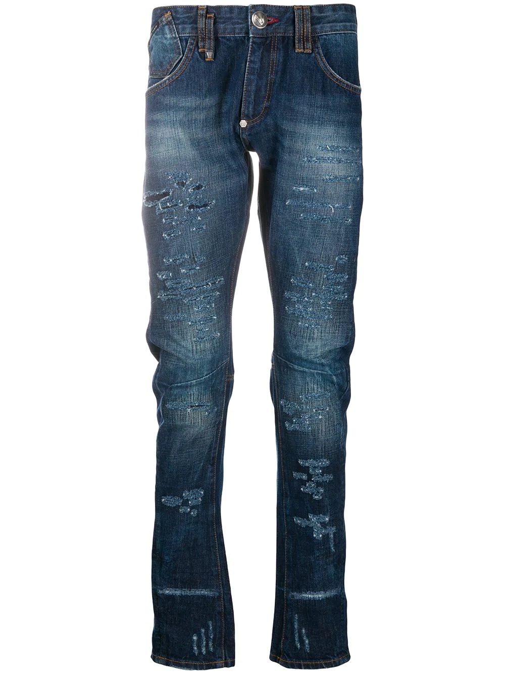 skull-patch skinny-fit jeans - 1