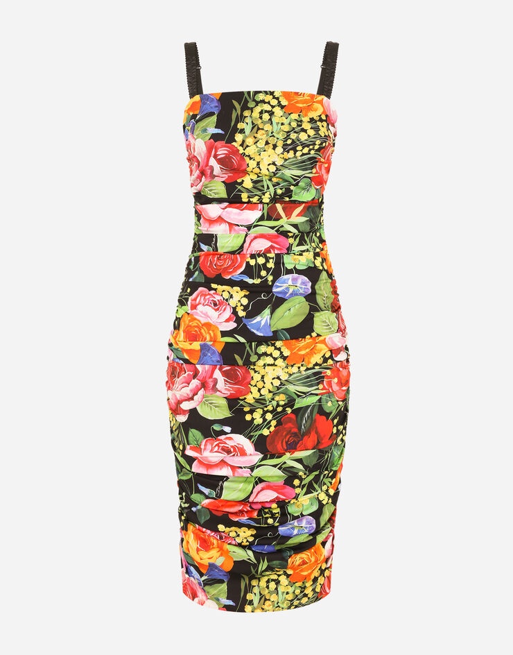 Bouquet-print charmeuse midi dress - 3