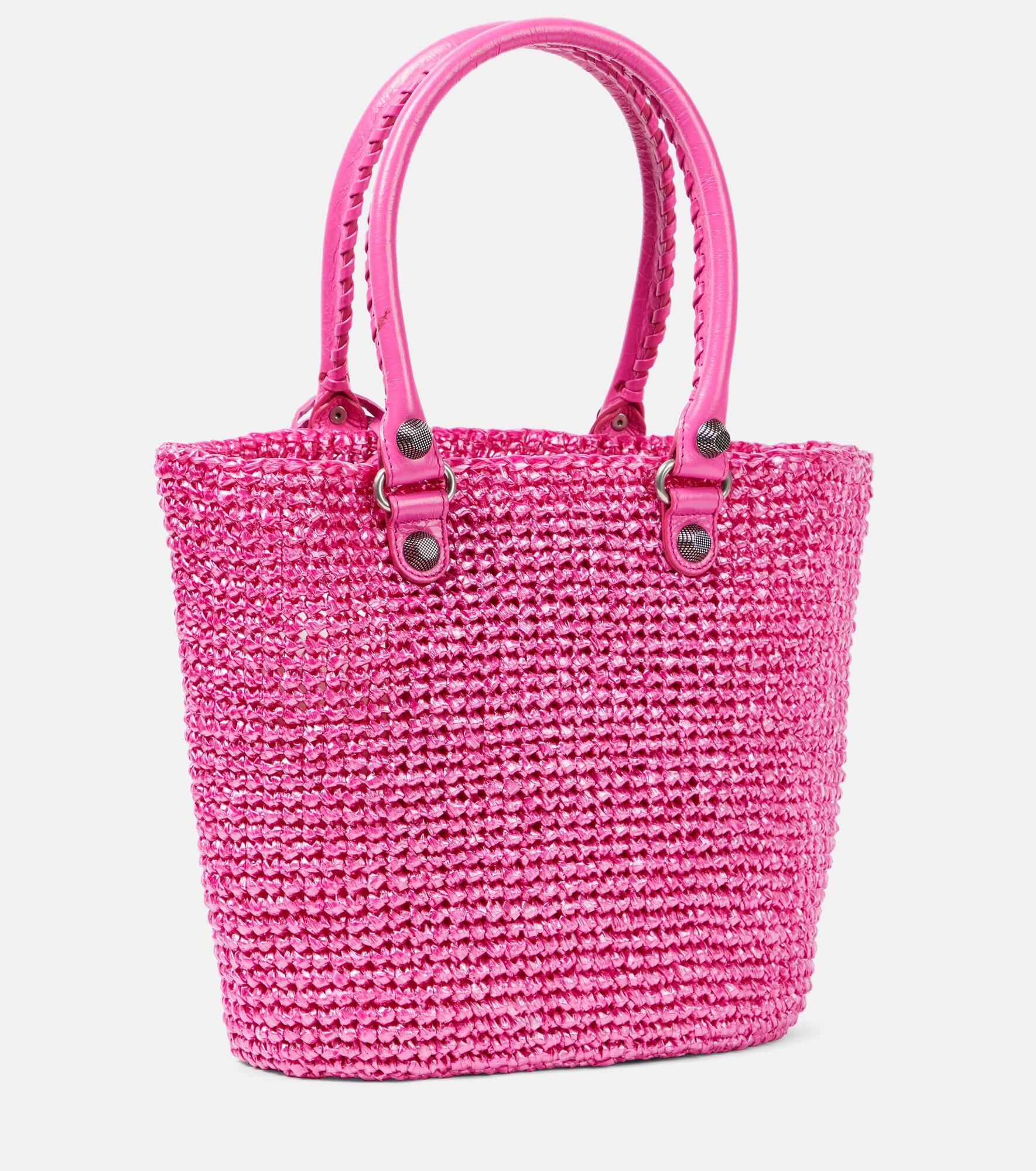 Le Cagole Medium raffia tote bag - 4