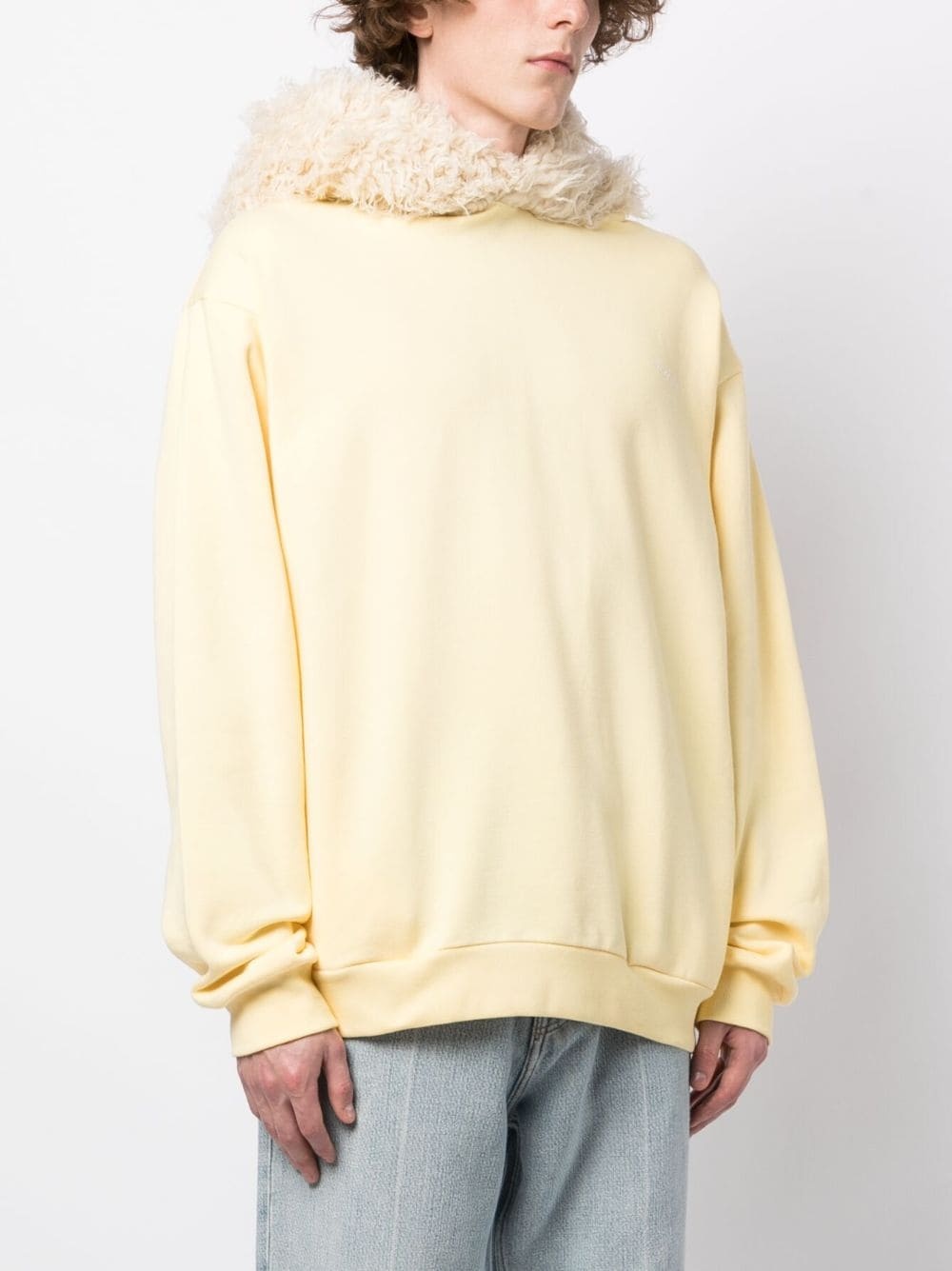 faux-fur cotton hoodie - 3