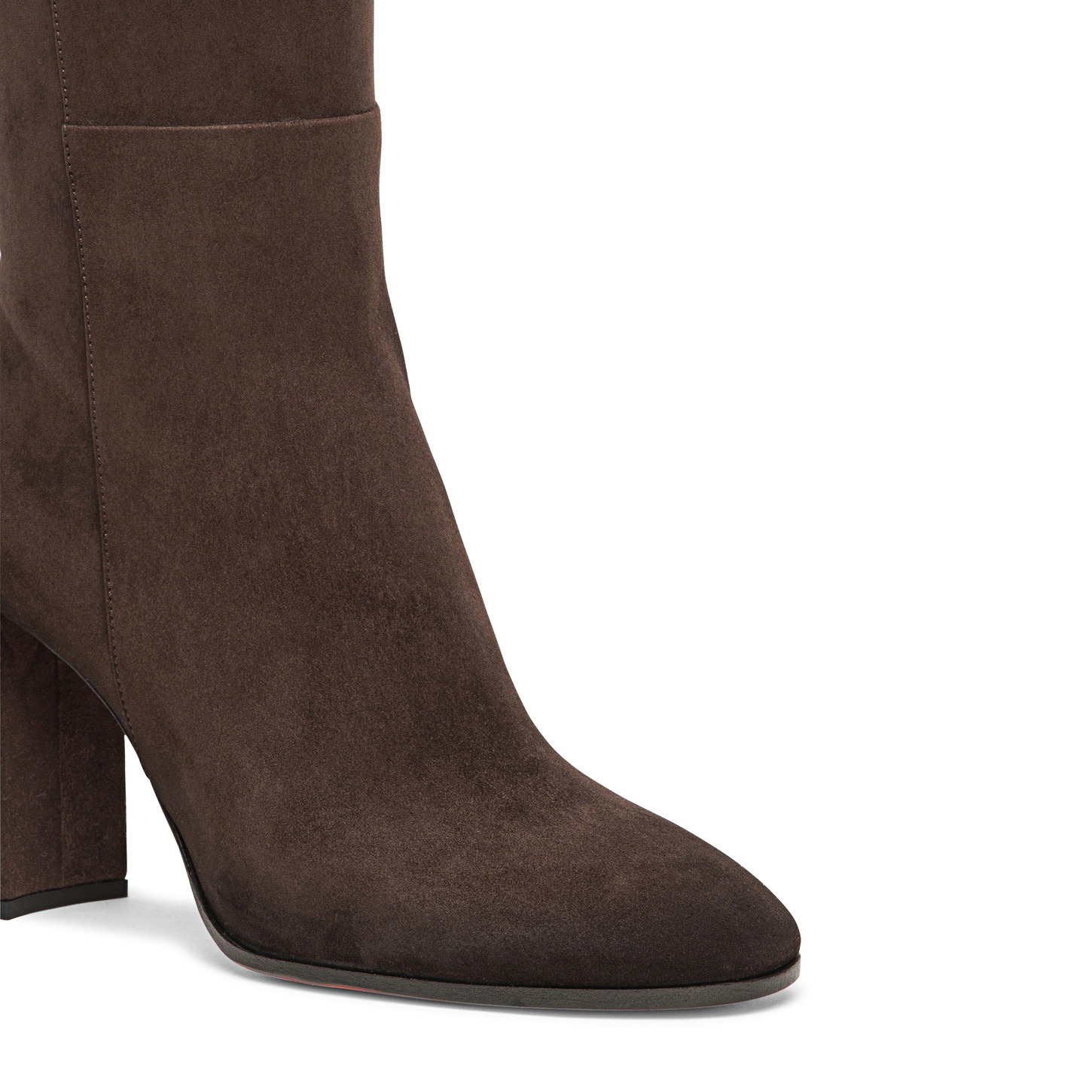 Women's dark brown suede high-heel boot - 5