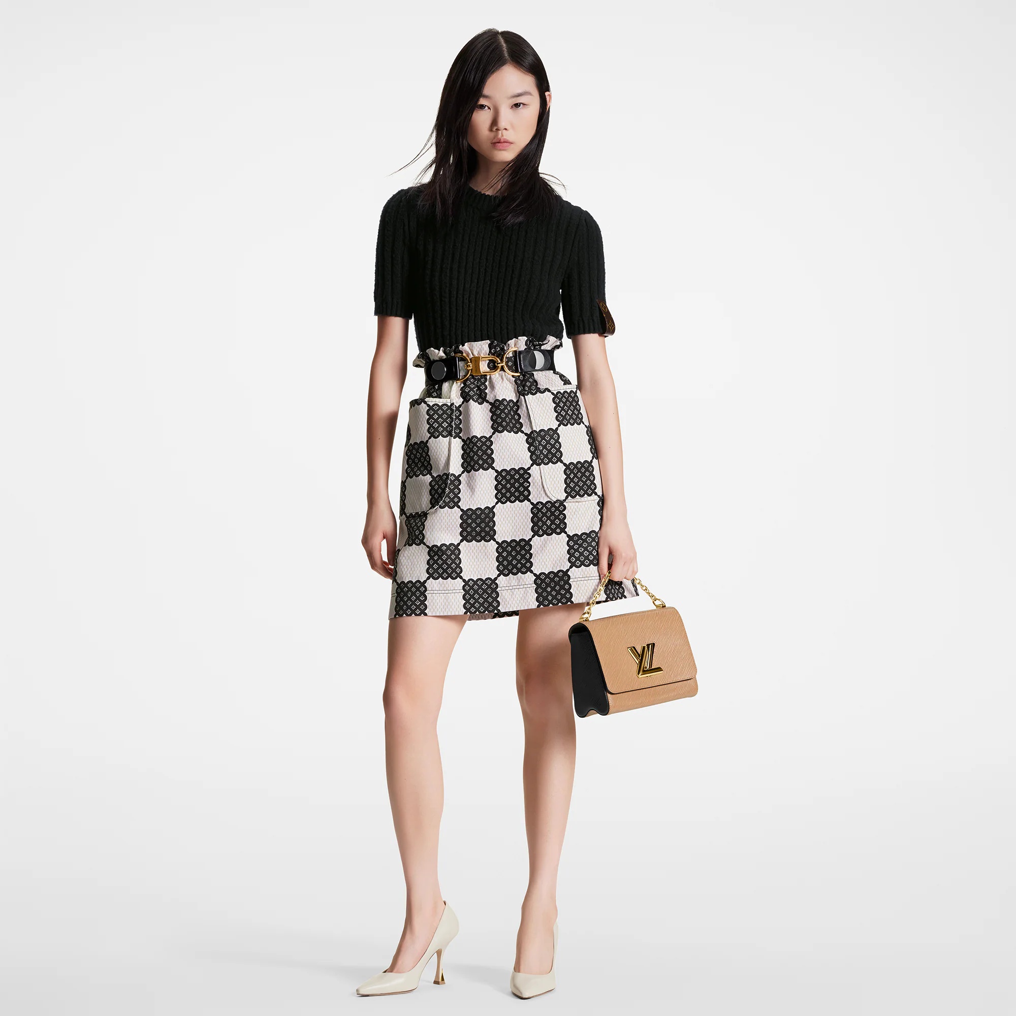 Bubble Damier Paperbag Mini Skirt - 4