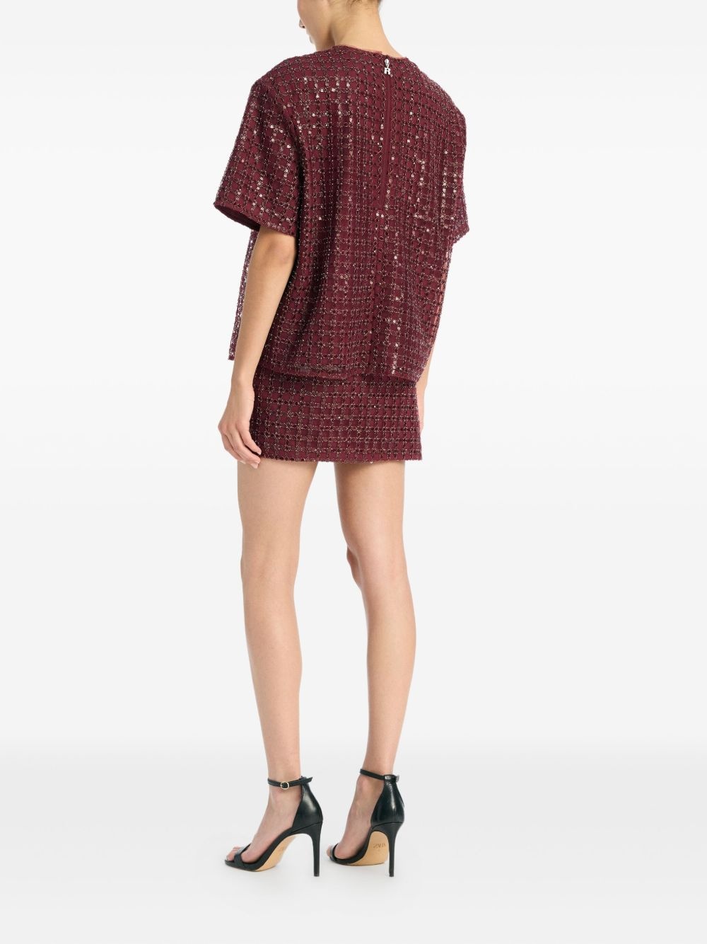 grid-pattern sequin-embellished mini skirt - 3