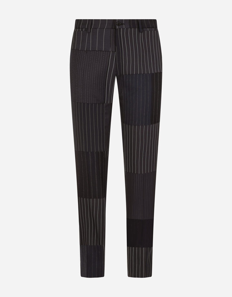 Tailored stretch wool patchwork pants - 3