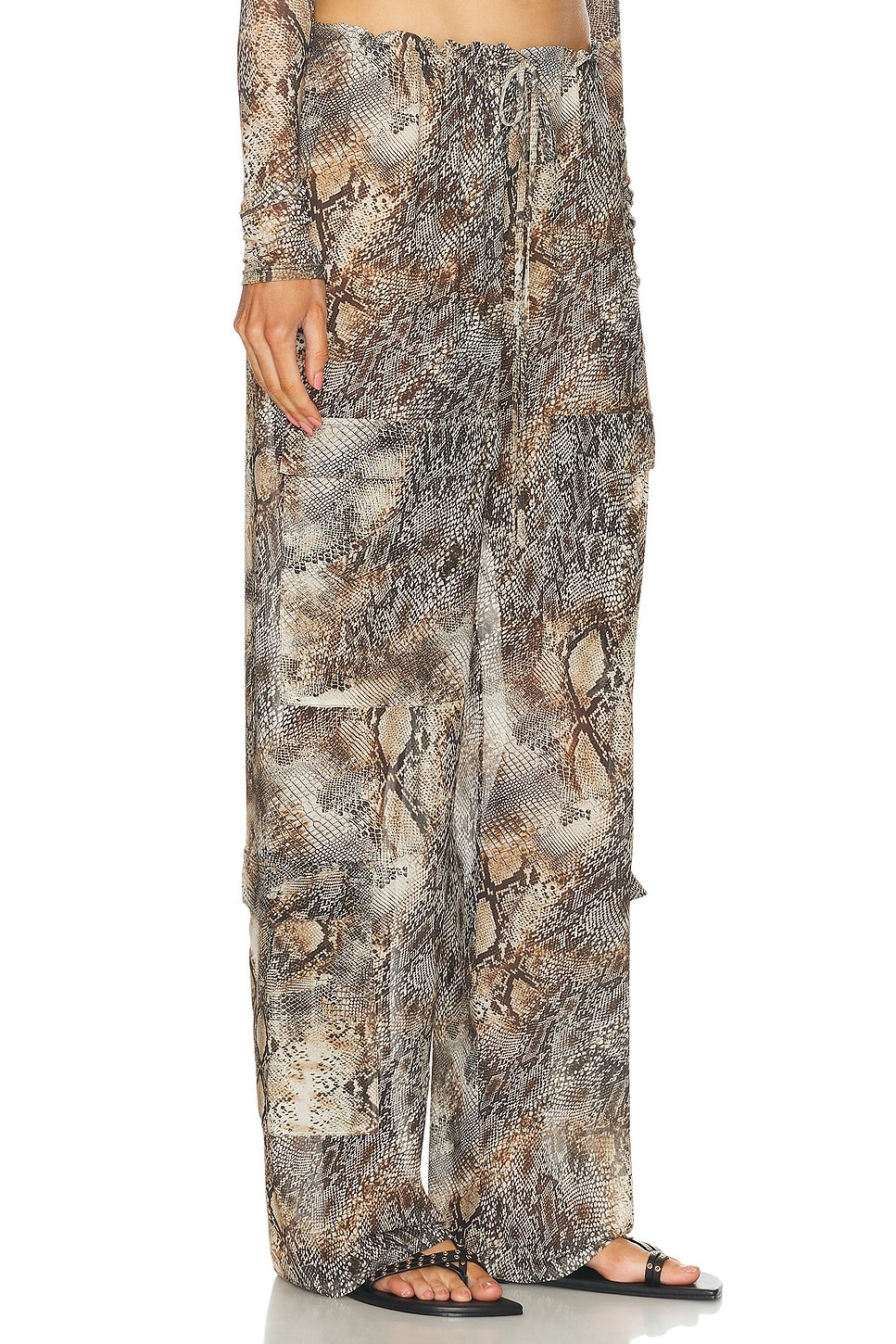 Printed Mesh Drawstring Cargo Pant - 2
