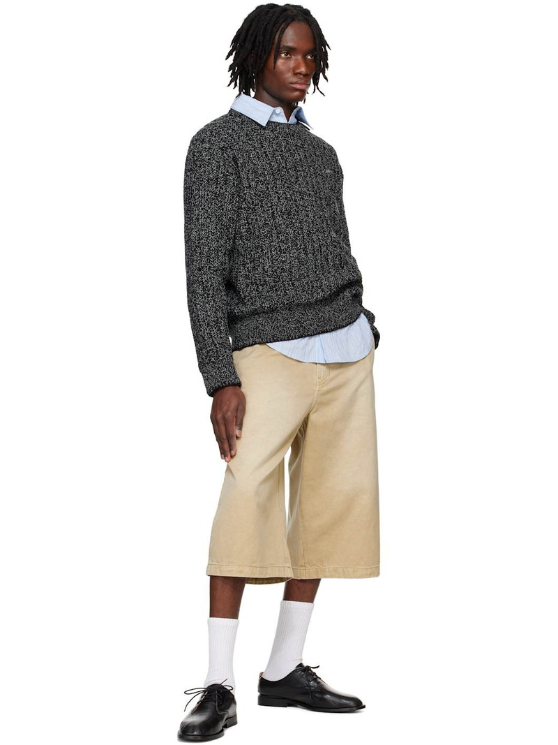 SOLID HOMME Gray Round Neck Stitch Knit Sweater outlook