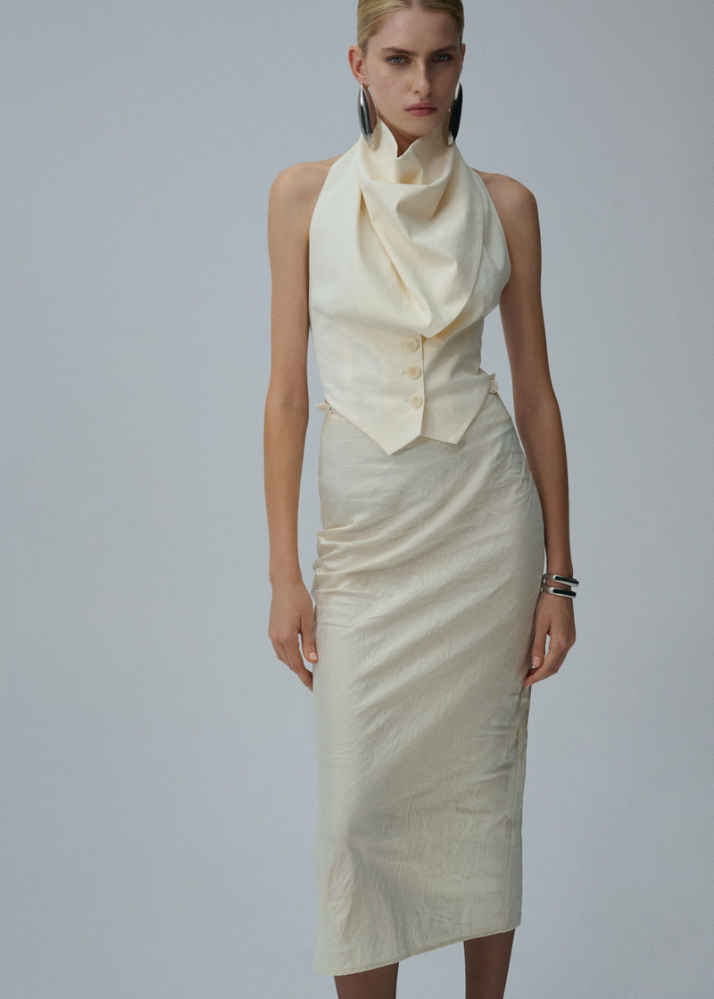 MAGDA BUTRYM Lace detail midi skirt in cream outlook