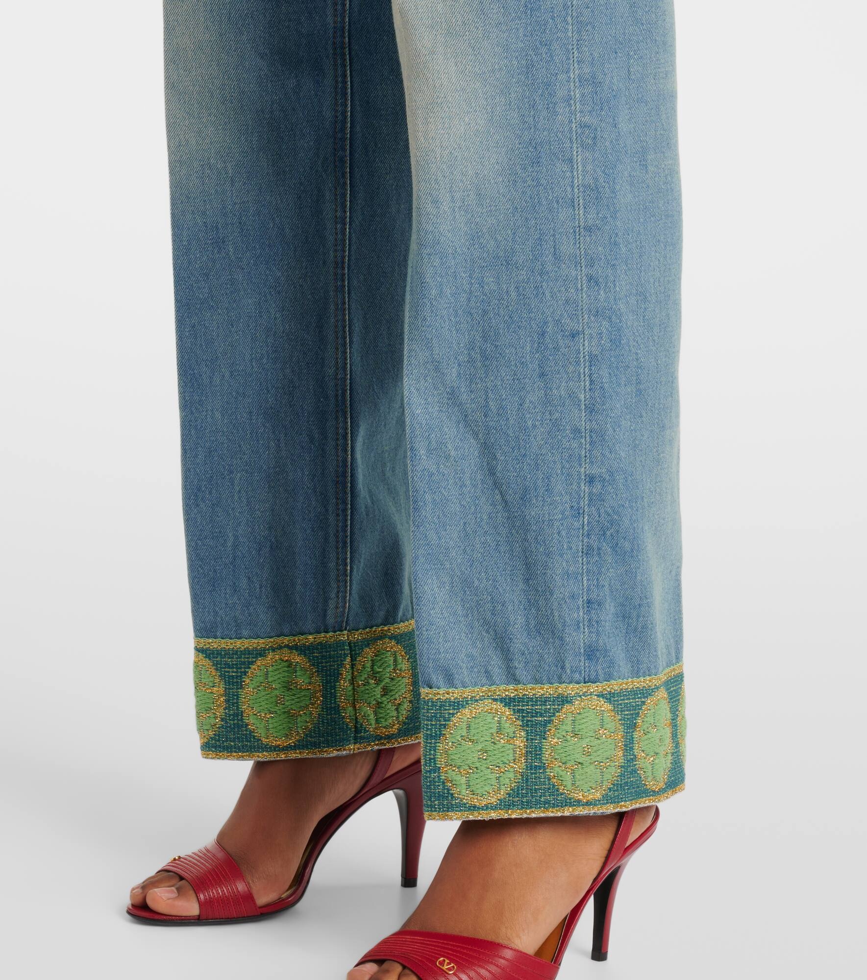 Jacquard-trimmed straight jeans - 5
