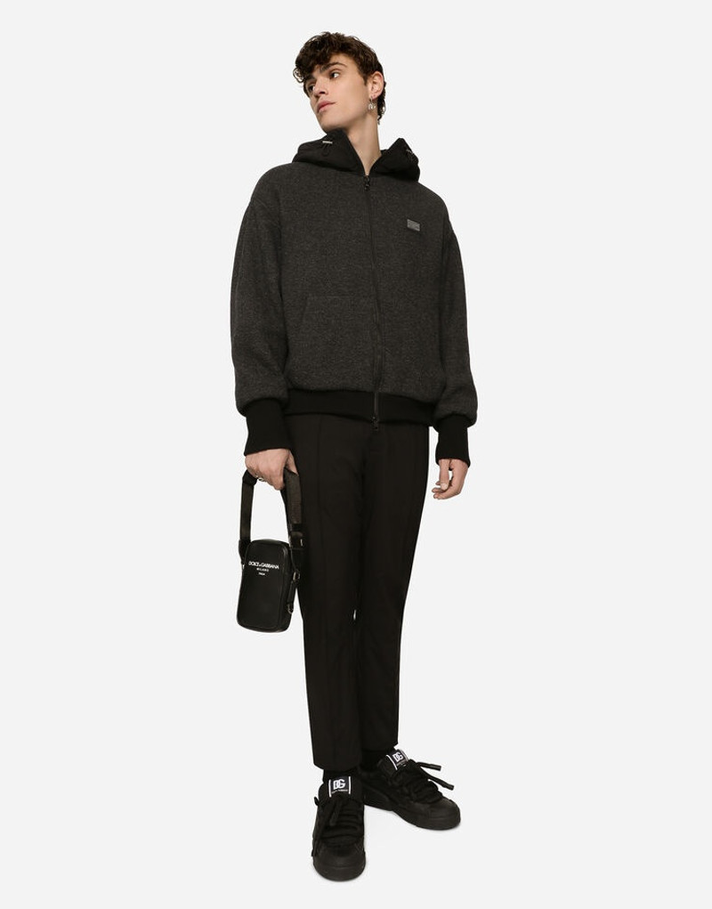 Wool jersey jacket with hood and logo 5